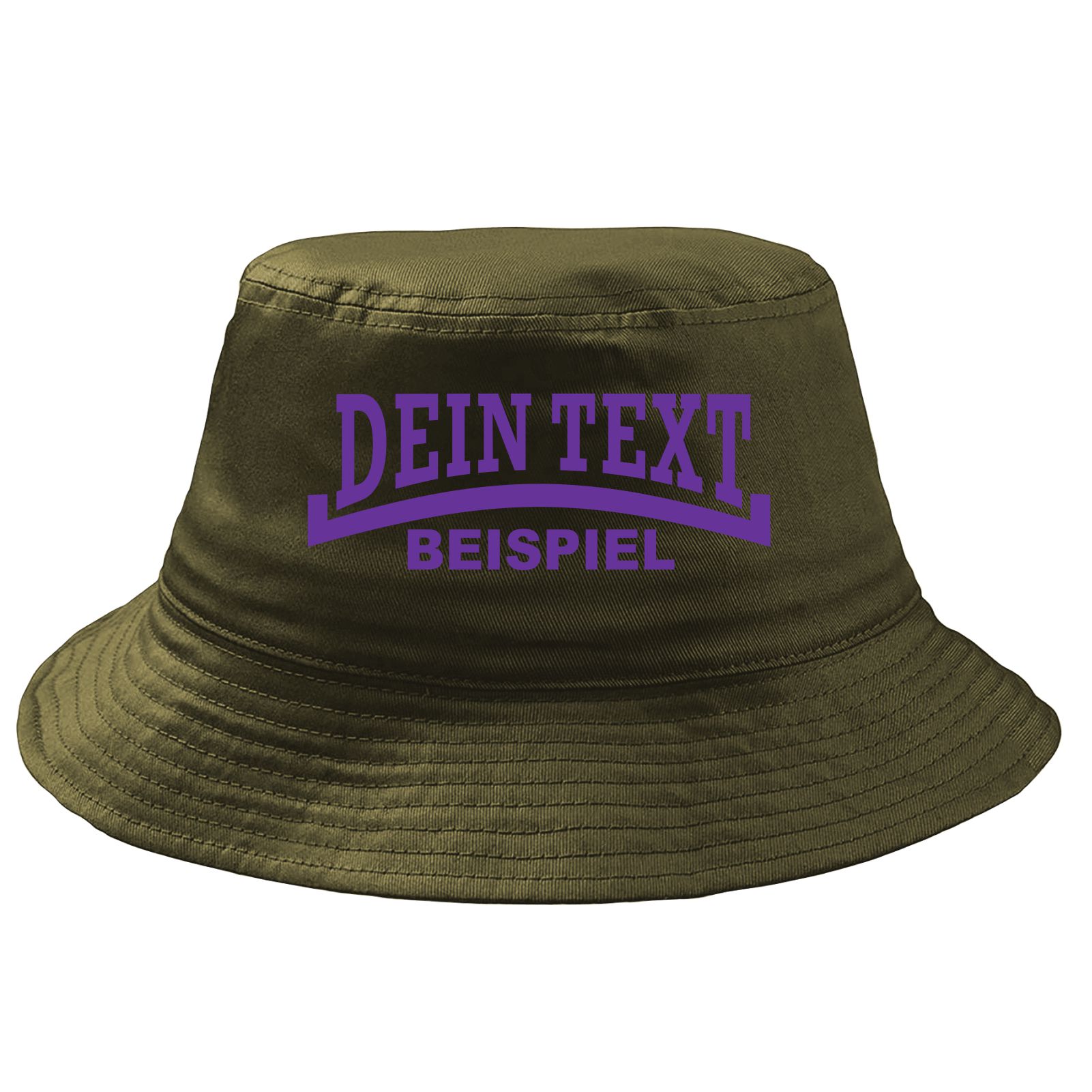 Fischerhut Wunschtext Druck - Oliv - Linie - Bucket Hat