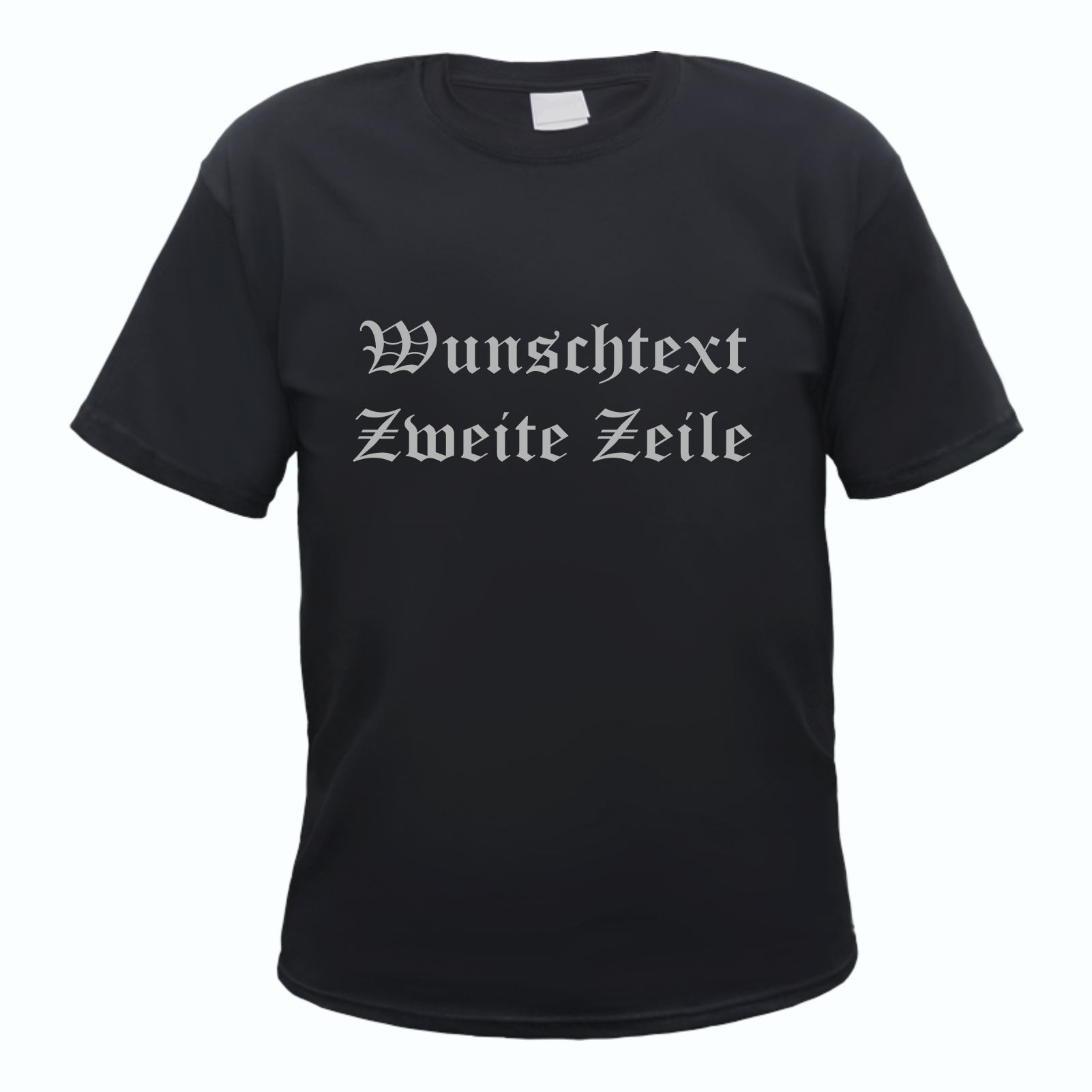 Herren T-Shirt Wunschtext mit Druck - Schwarz - altdeutsch gerade
