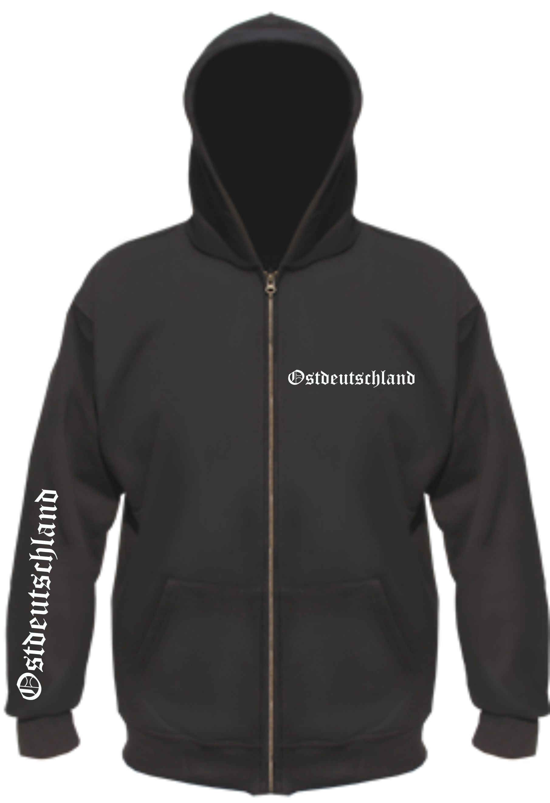 Ostdeutschland Kapuzenjacke - altdeutsch bedruckt - Sweatjacke Jacke Hoodie