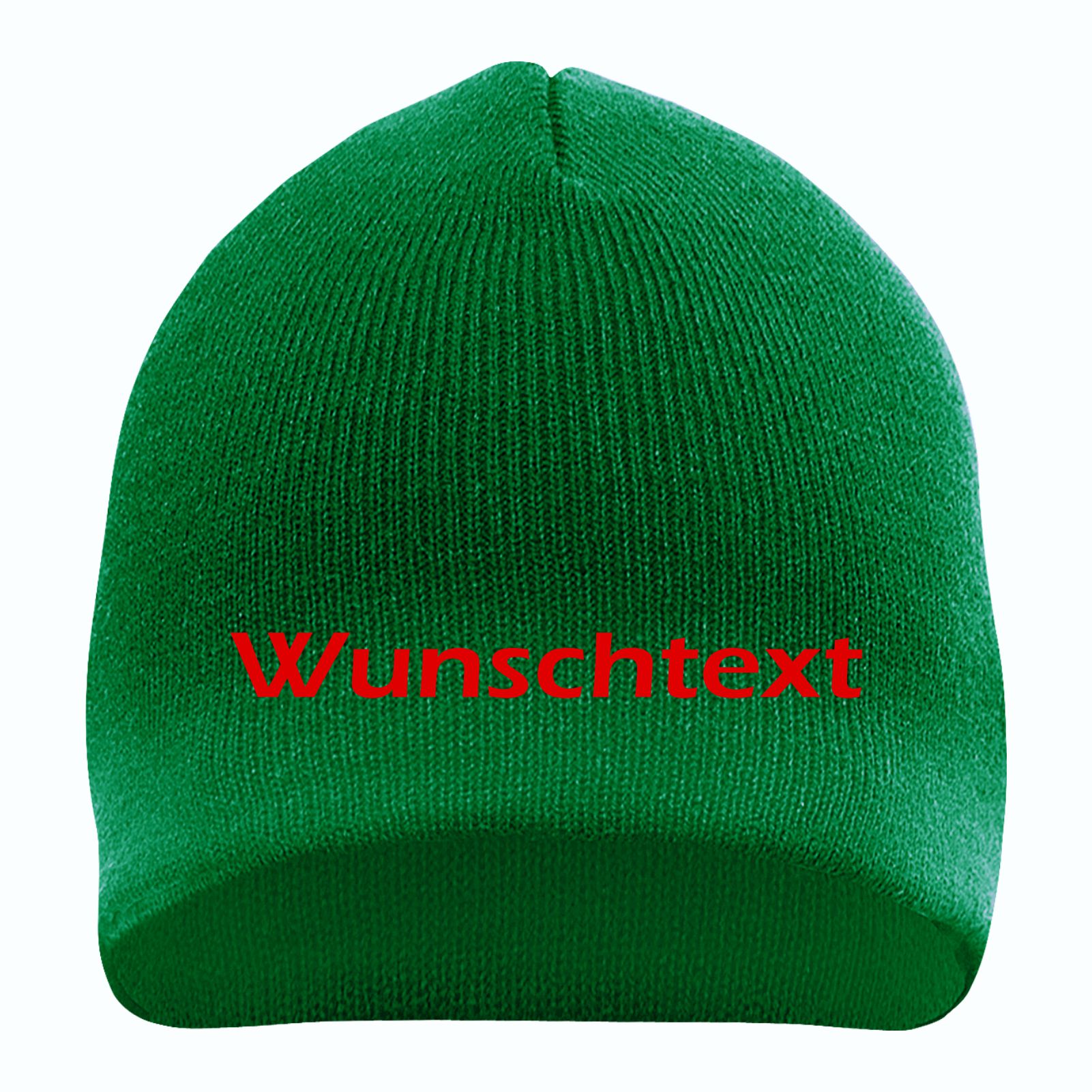 Beanie mit Wunschtext - Grün - Blockschrift - bestickt - Mütze Strickmütze