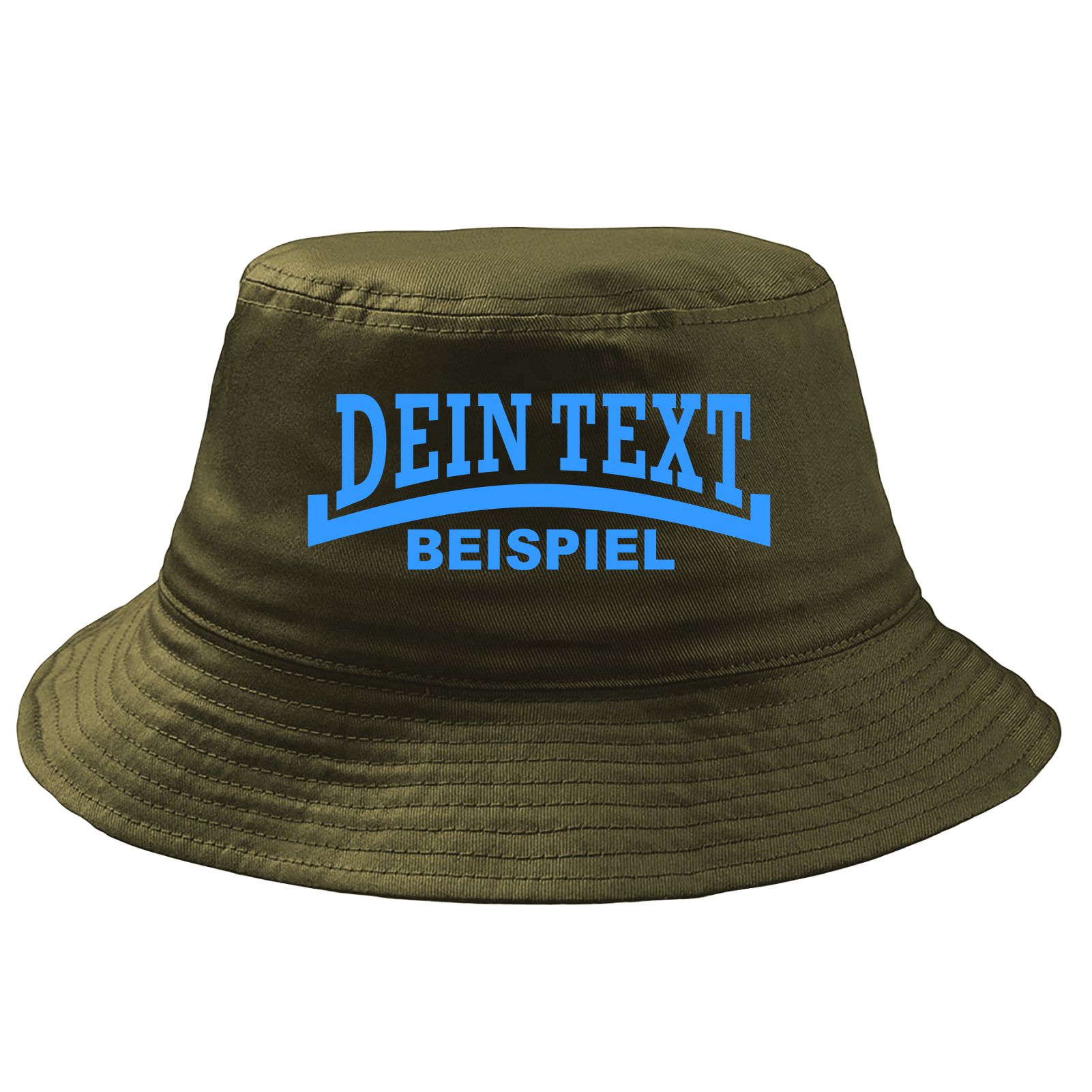 Fischerhut Wunschtext Druck - Oliv - Linie - Bucket Hat