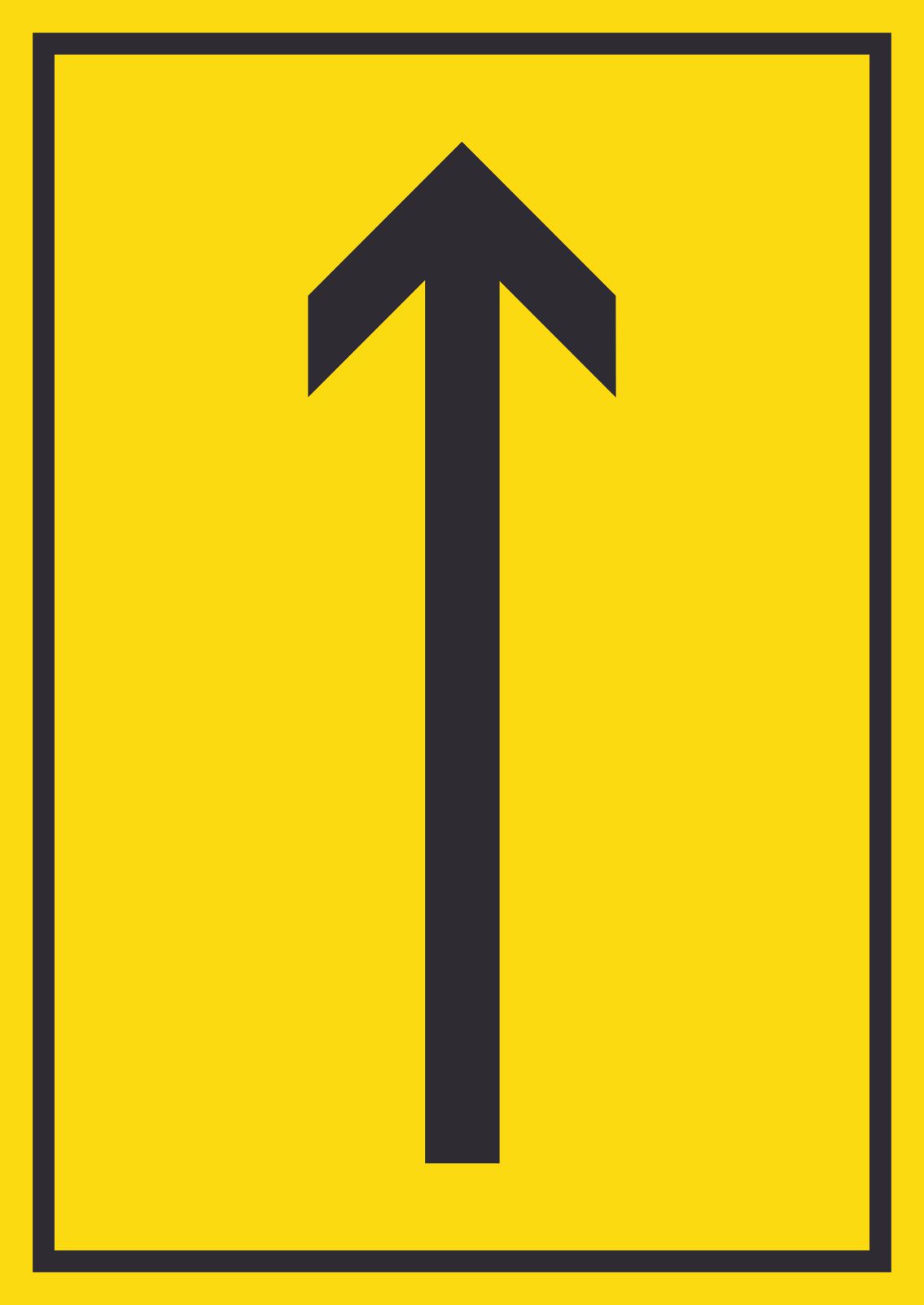 Richtungspfeil hoch Schild hochkant schwarz gelb Pfeil