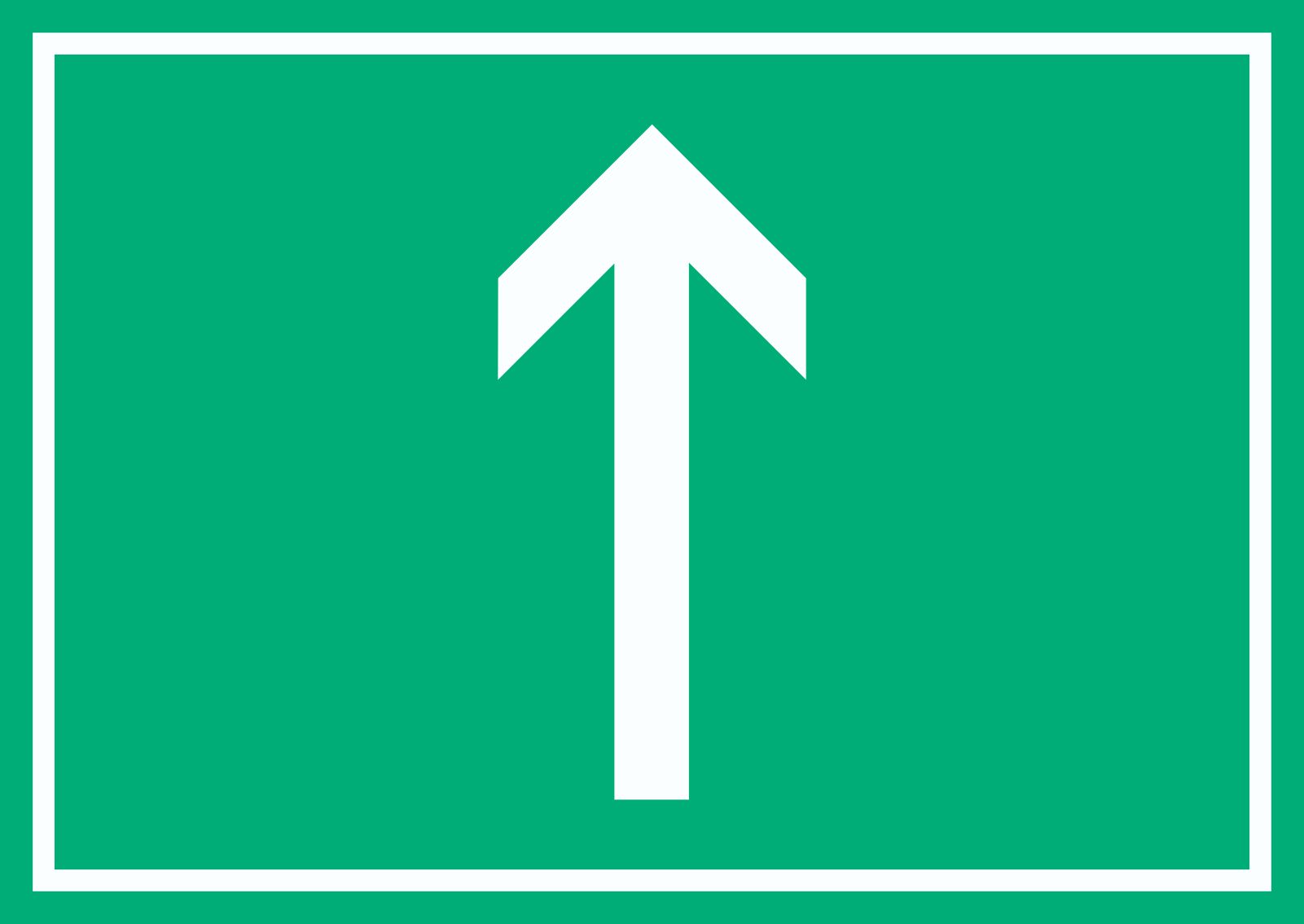 Richtungspfeil hoch Schild waagerecht weiss grün Pfeil