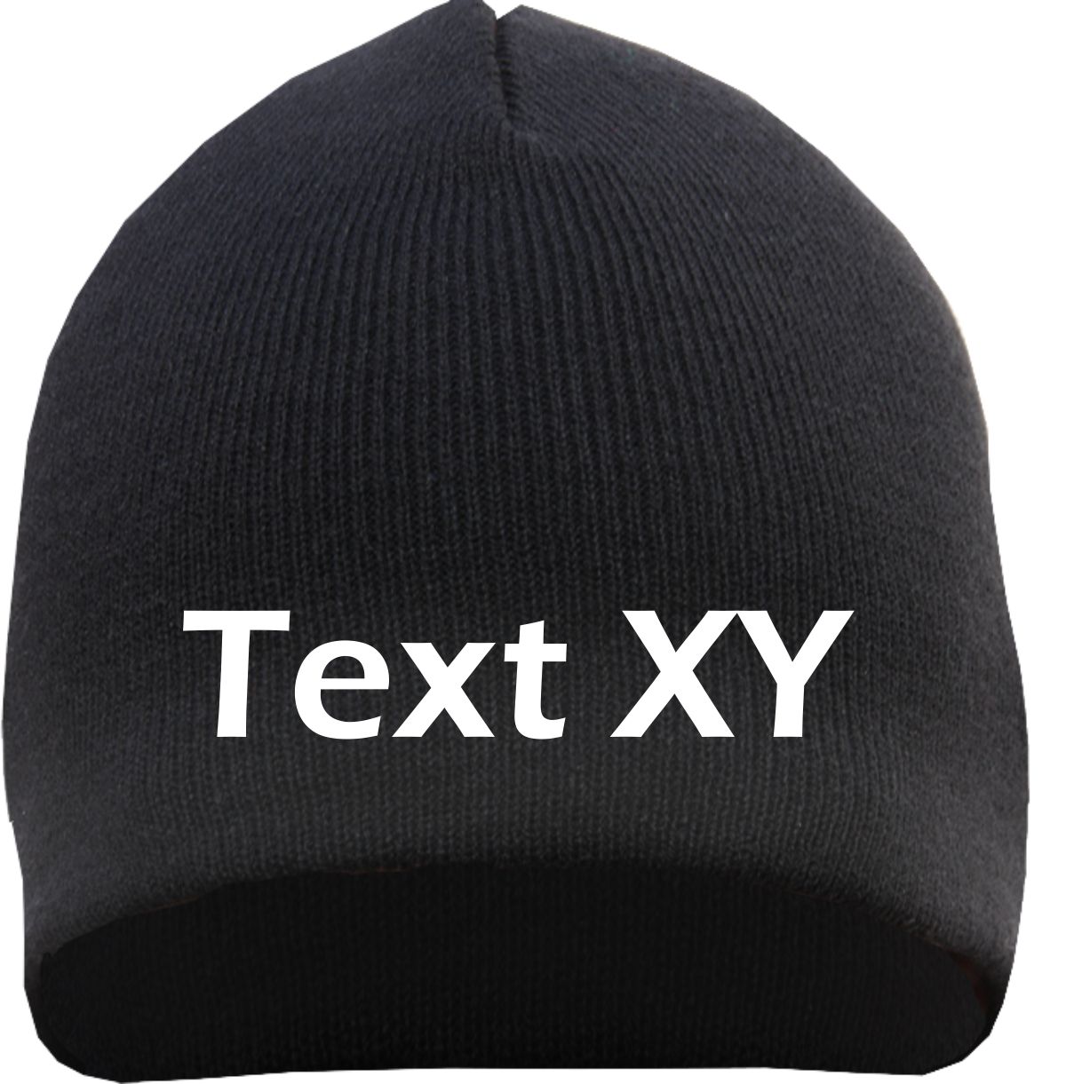 Beanie mit Wunschtext - Blockschrift - bestickt - Mütze Strickmütze