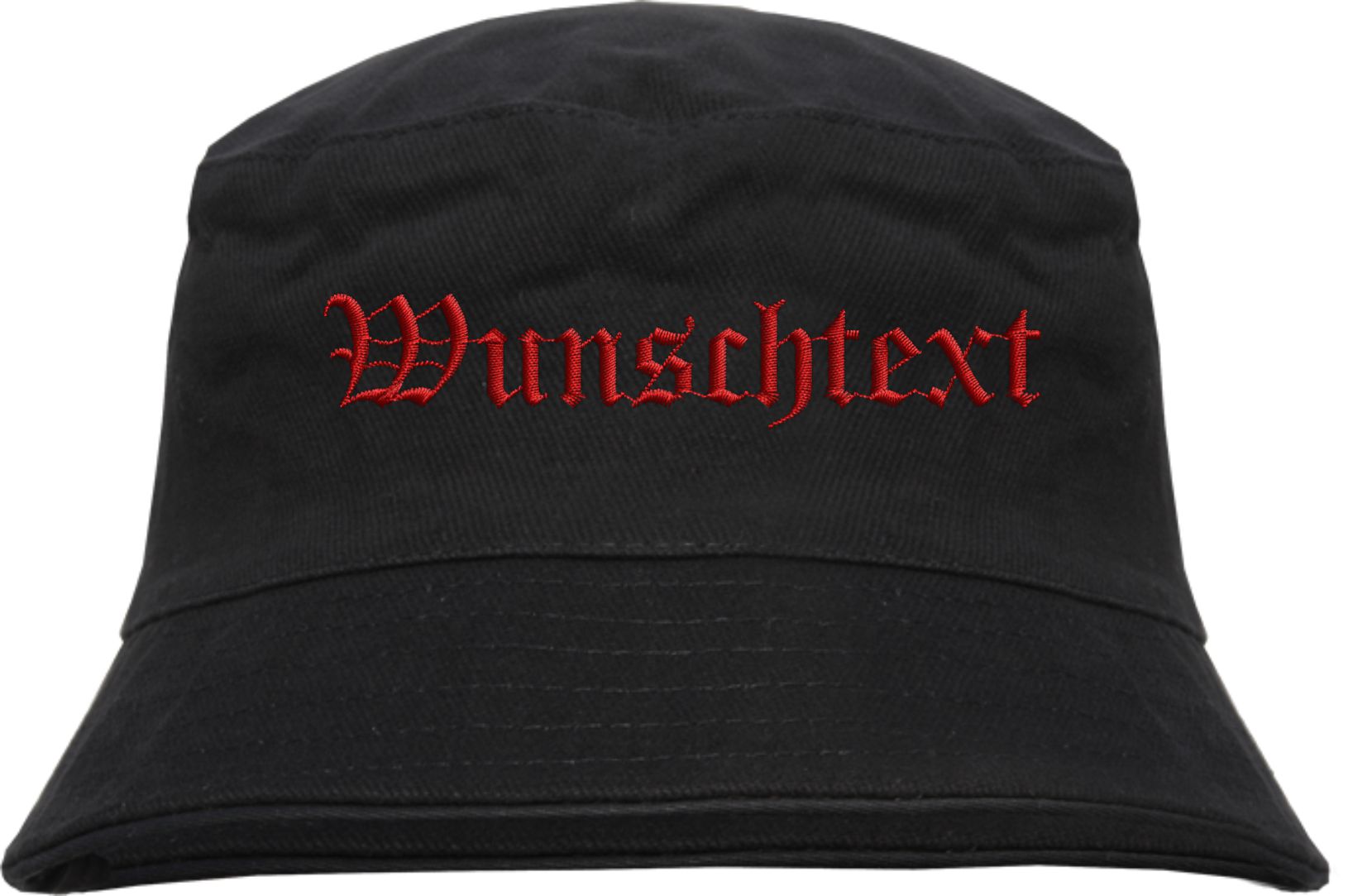 Bucket Hat mit Wunschtext - Altdeutsch - bestickt - Fischerhut