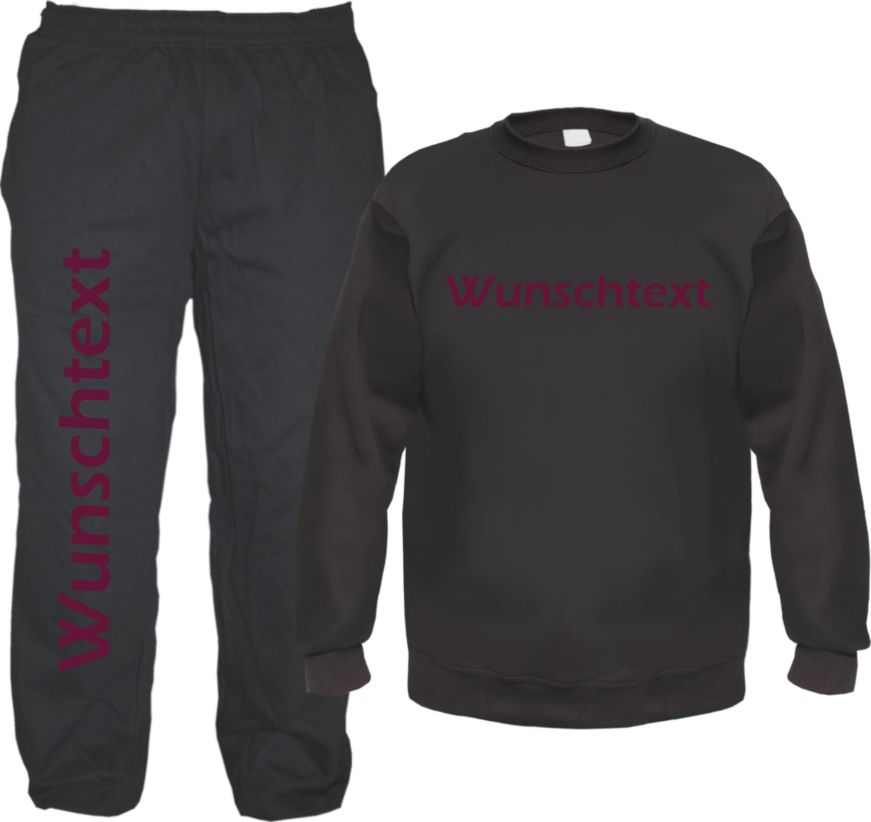 Individueller Jogginganzug - Blockschrift - mit Rundhals-Sweatshirt