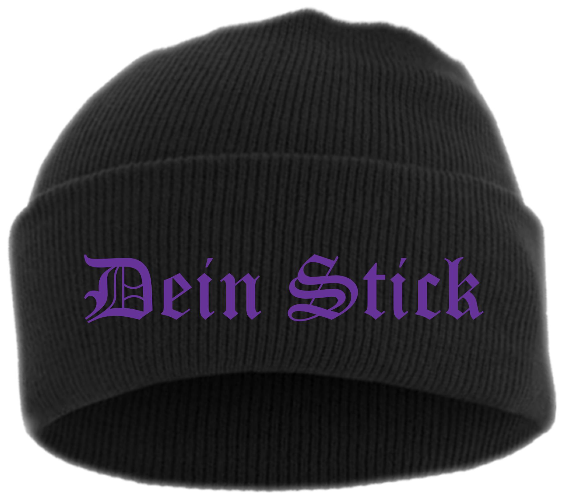 Umschlagmütze mit Wunschtext - Altdeutsch - bestickt - Mütze Strickmütze