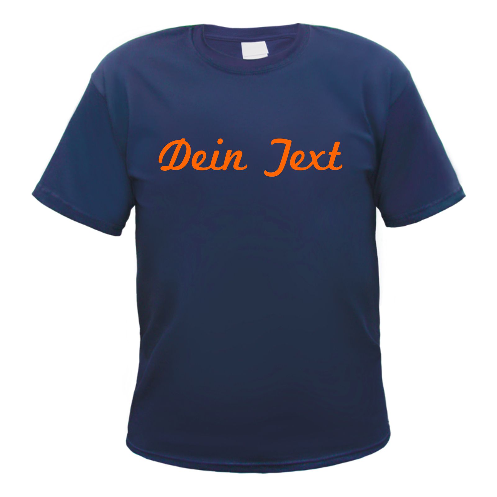 Herren T-Shirt Wunschtext mit Druck - Dunkelblau - NEON - Schreibschrift