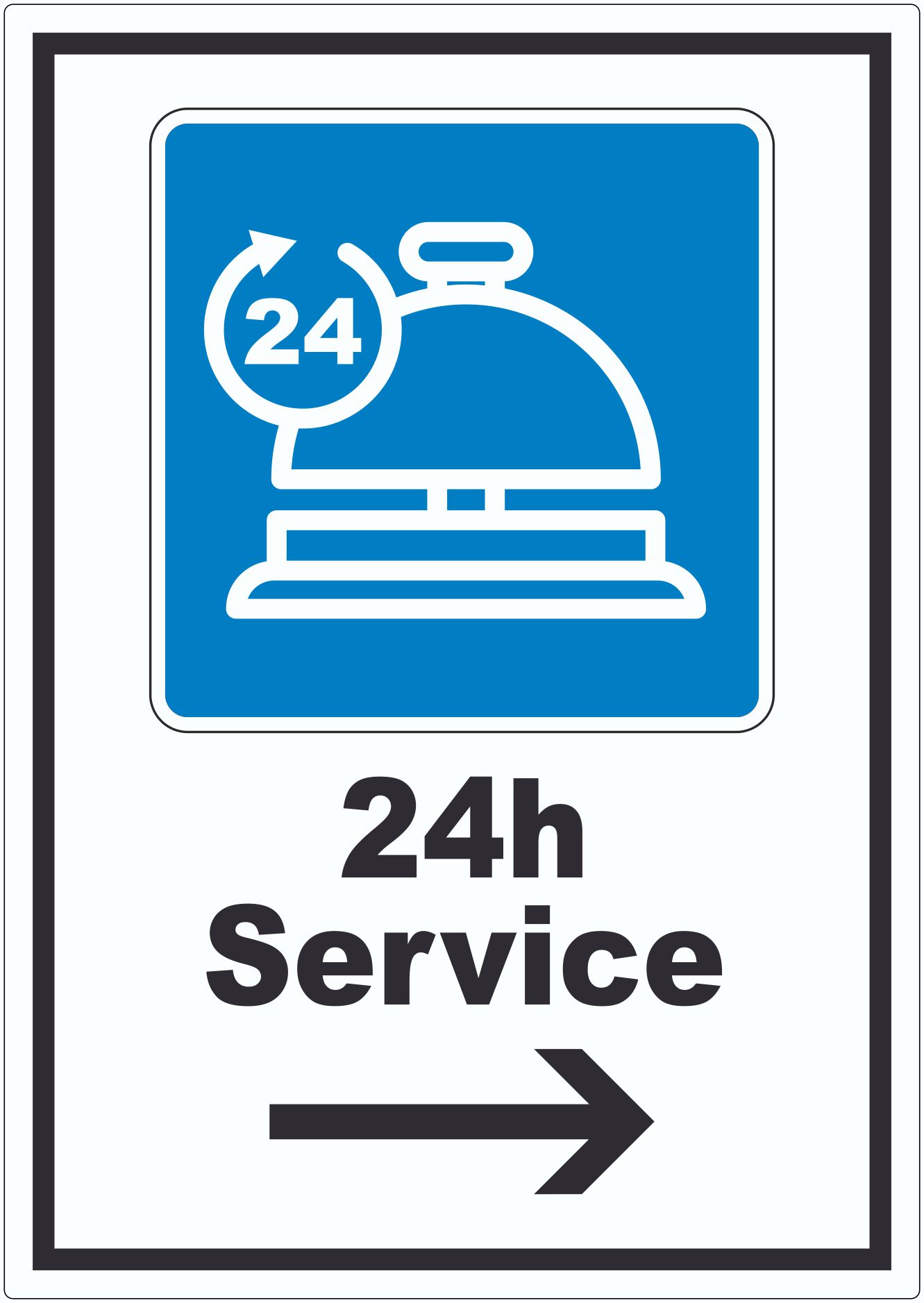 24H Service Aufkleber innenklebend mit Pfeil rechts