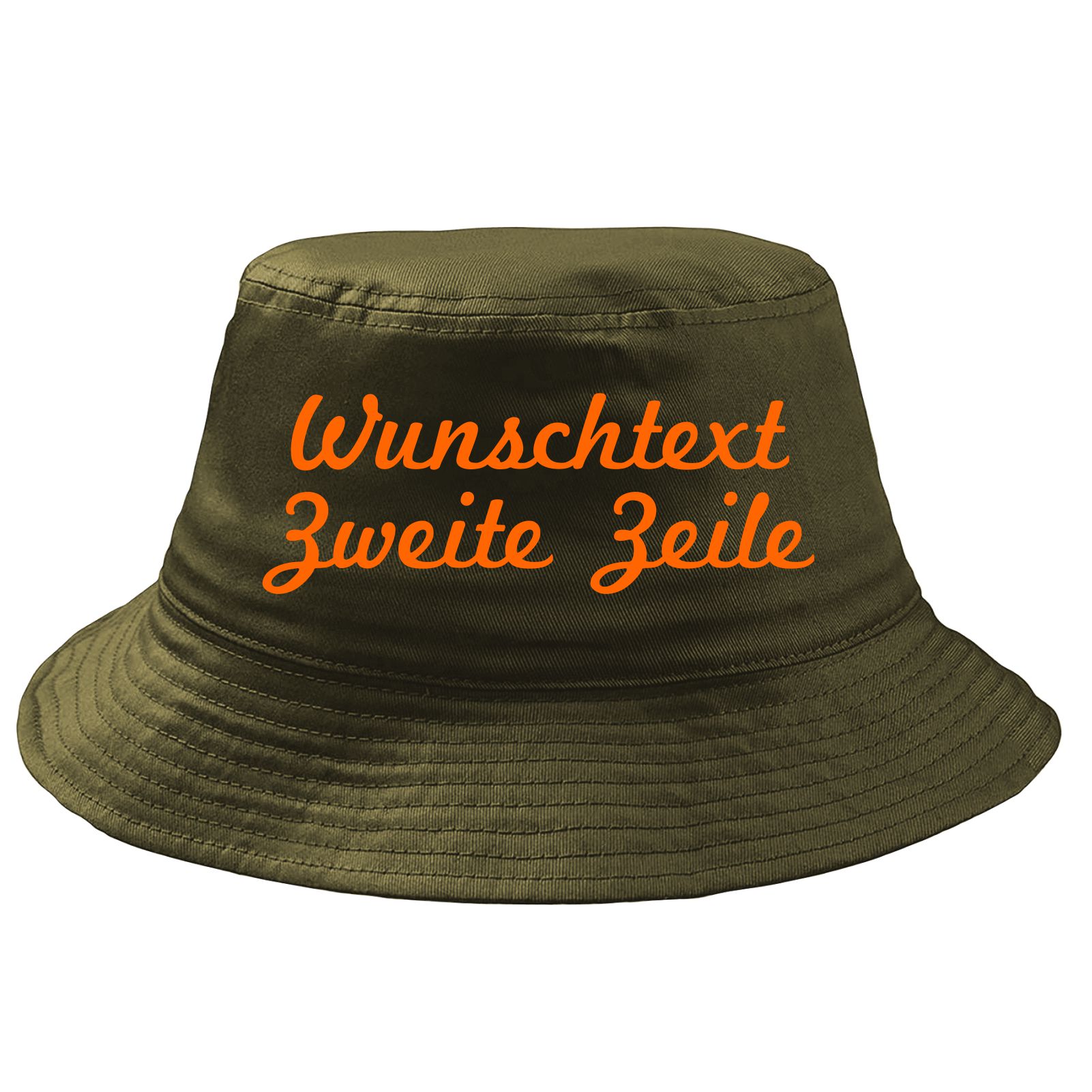 Fischerhut Wunschtext Druck - Oliv - Schreibschift - Bucket Hat