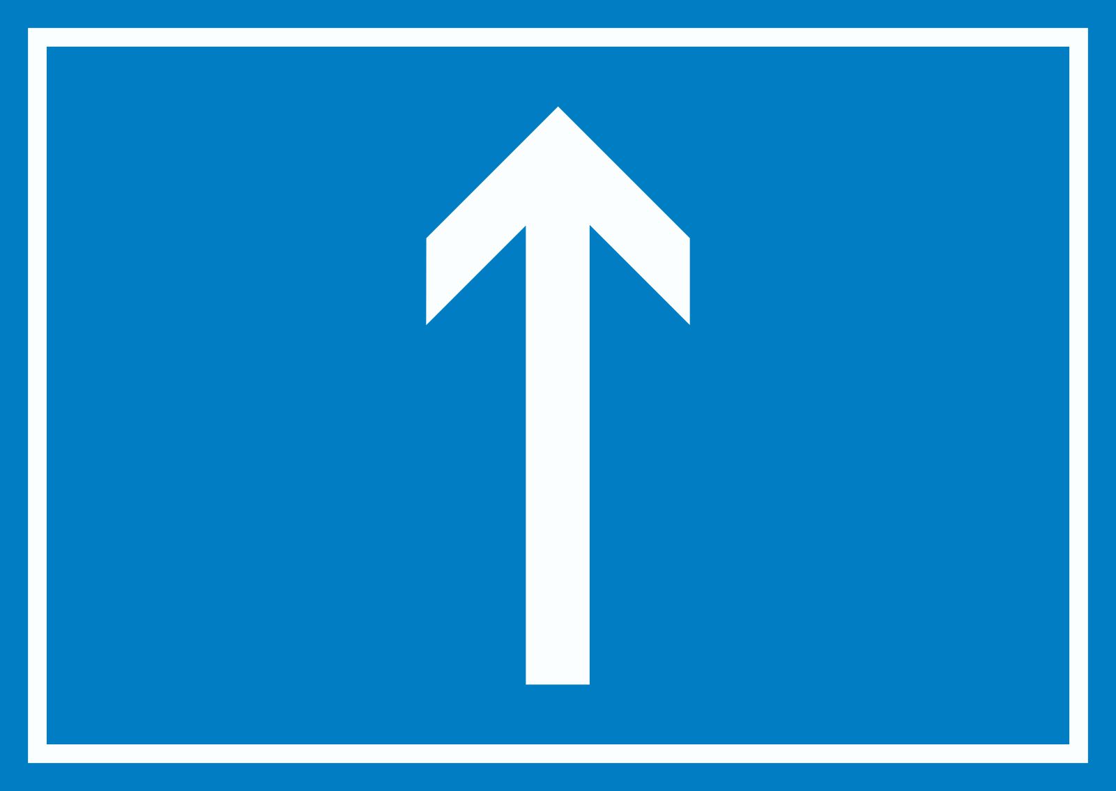 Richtungspfeil hoch Schild waagerecht weiss blau Pfeil