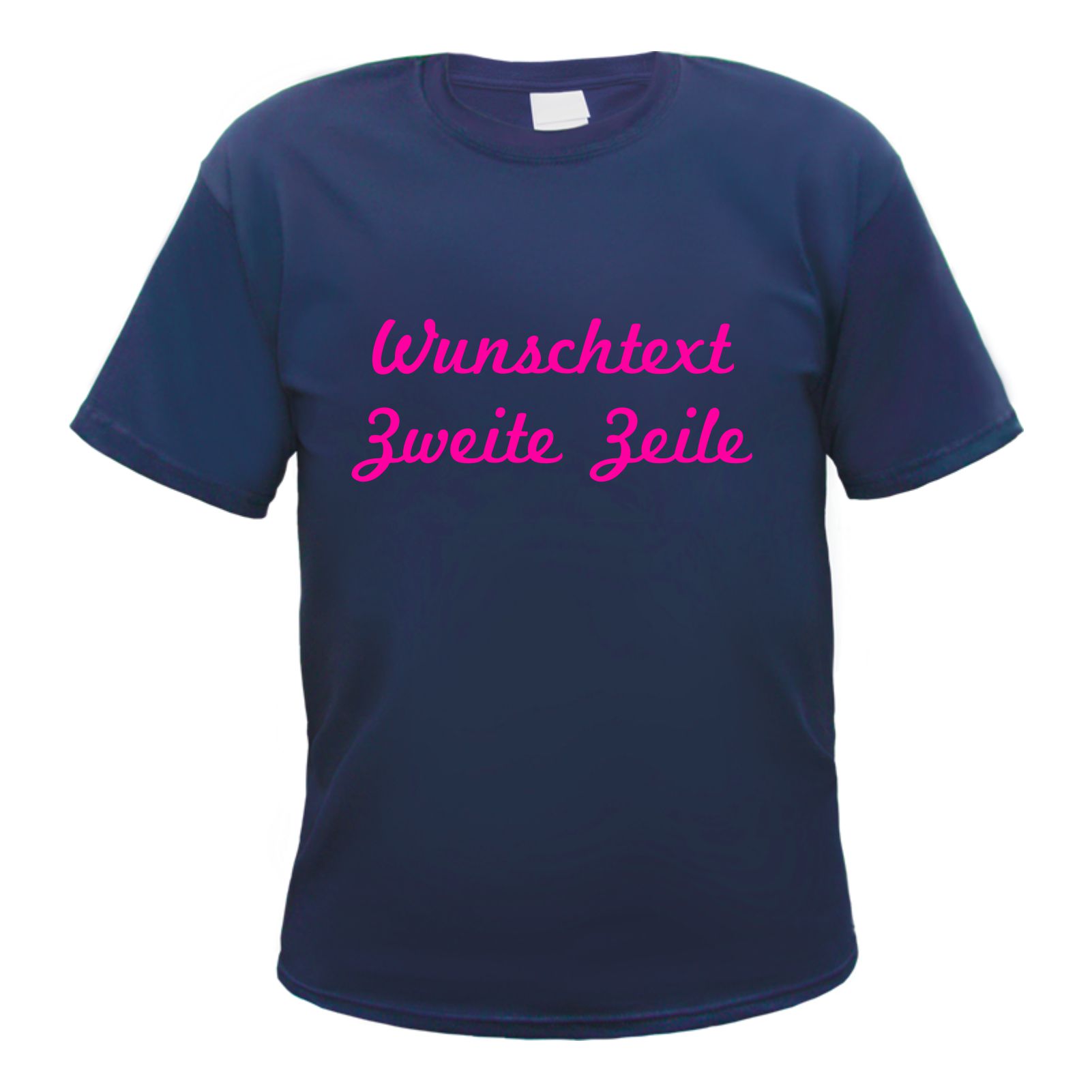 Herren T-Shirt Wunschtext mit Druck - Dunkelblau - NEON - Schreibschrift