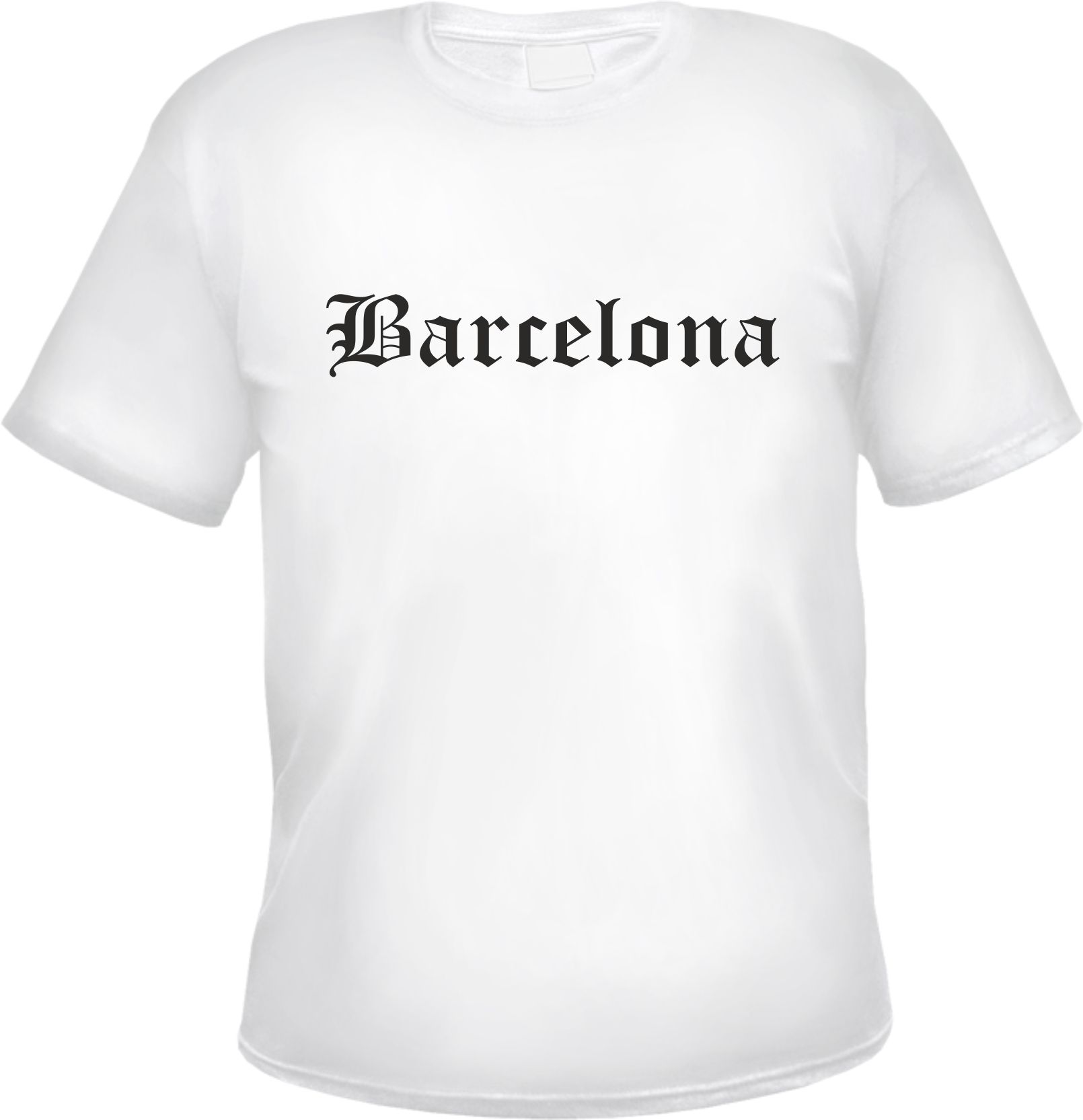 Barcelona Herren T-Shirt - Altdeutsch - Weißes Tee Shirt