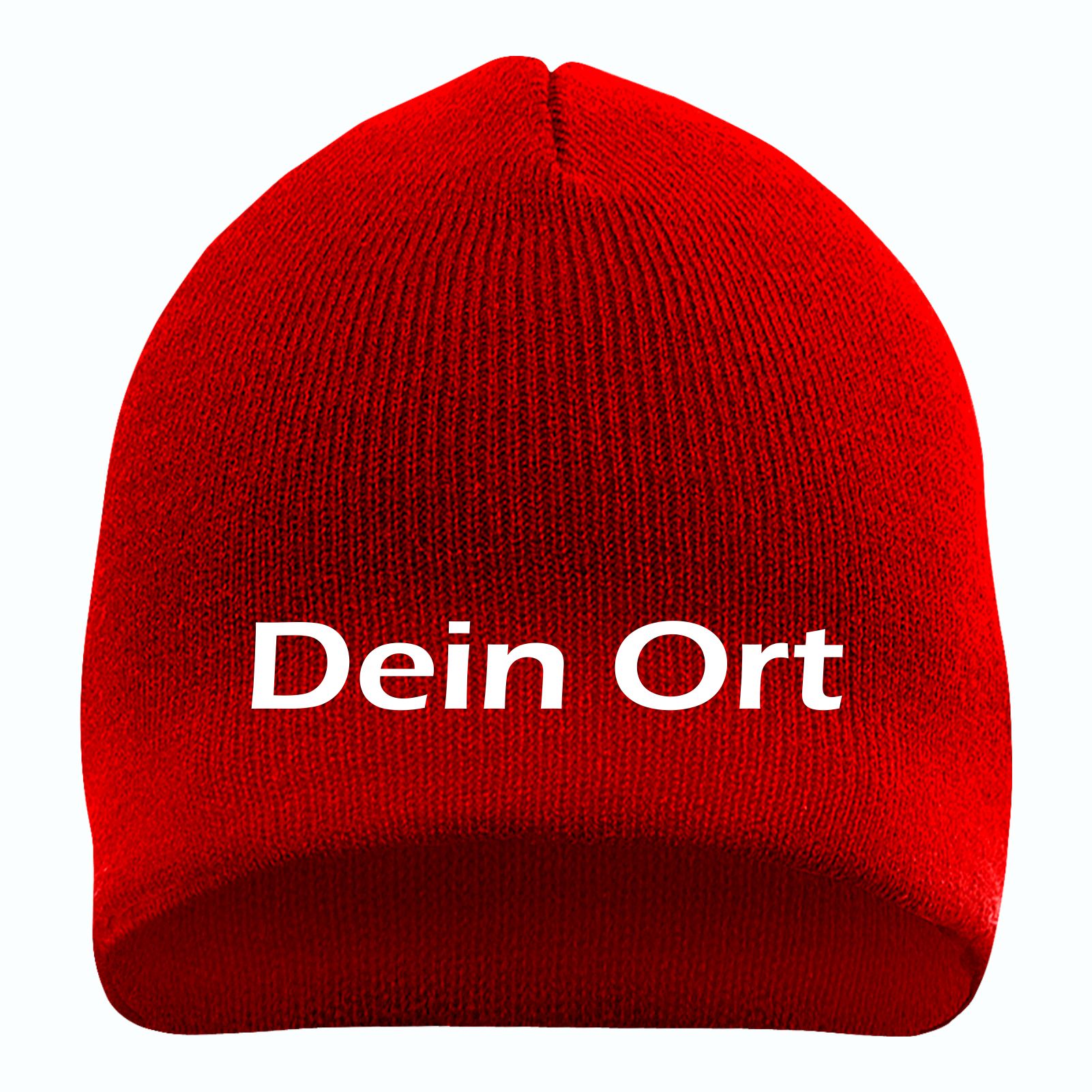 Beanie mit Wunschtext - Rot - Blockschrift - bestickt - Mütze Strickmütze