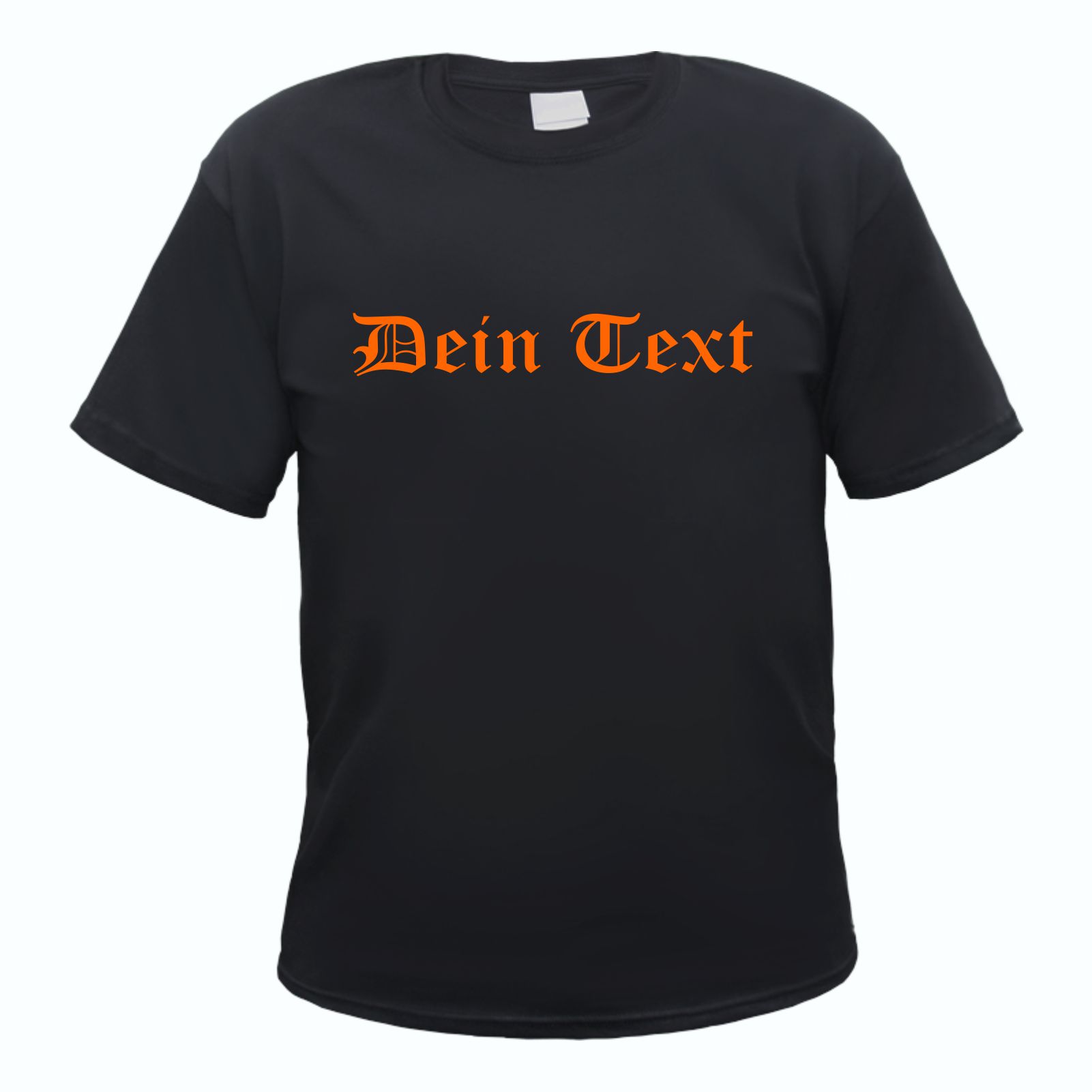 Herren T-Shirt Wunschtext mit Druck - Schwarz - NEON - altdeutsch gerade