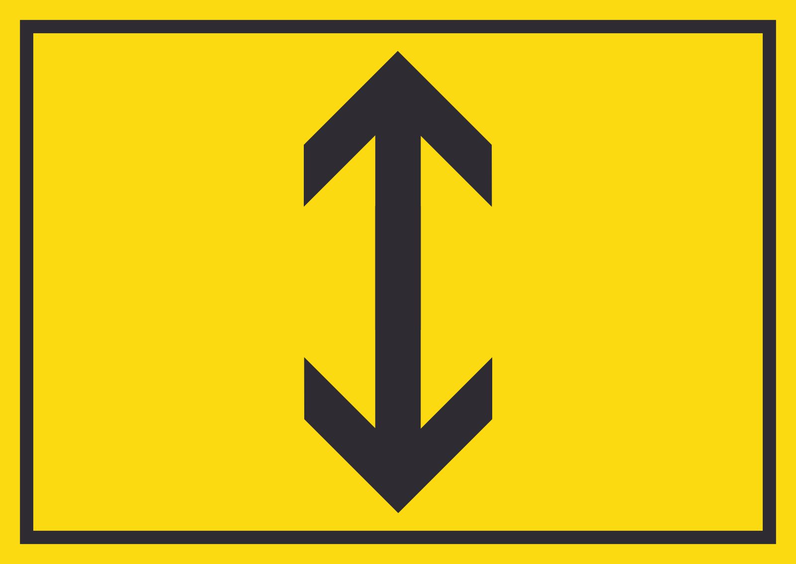 Richtungspfeil hoch runter Schild waagerecht schwarz gelb Pfeil