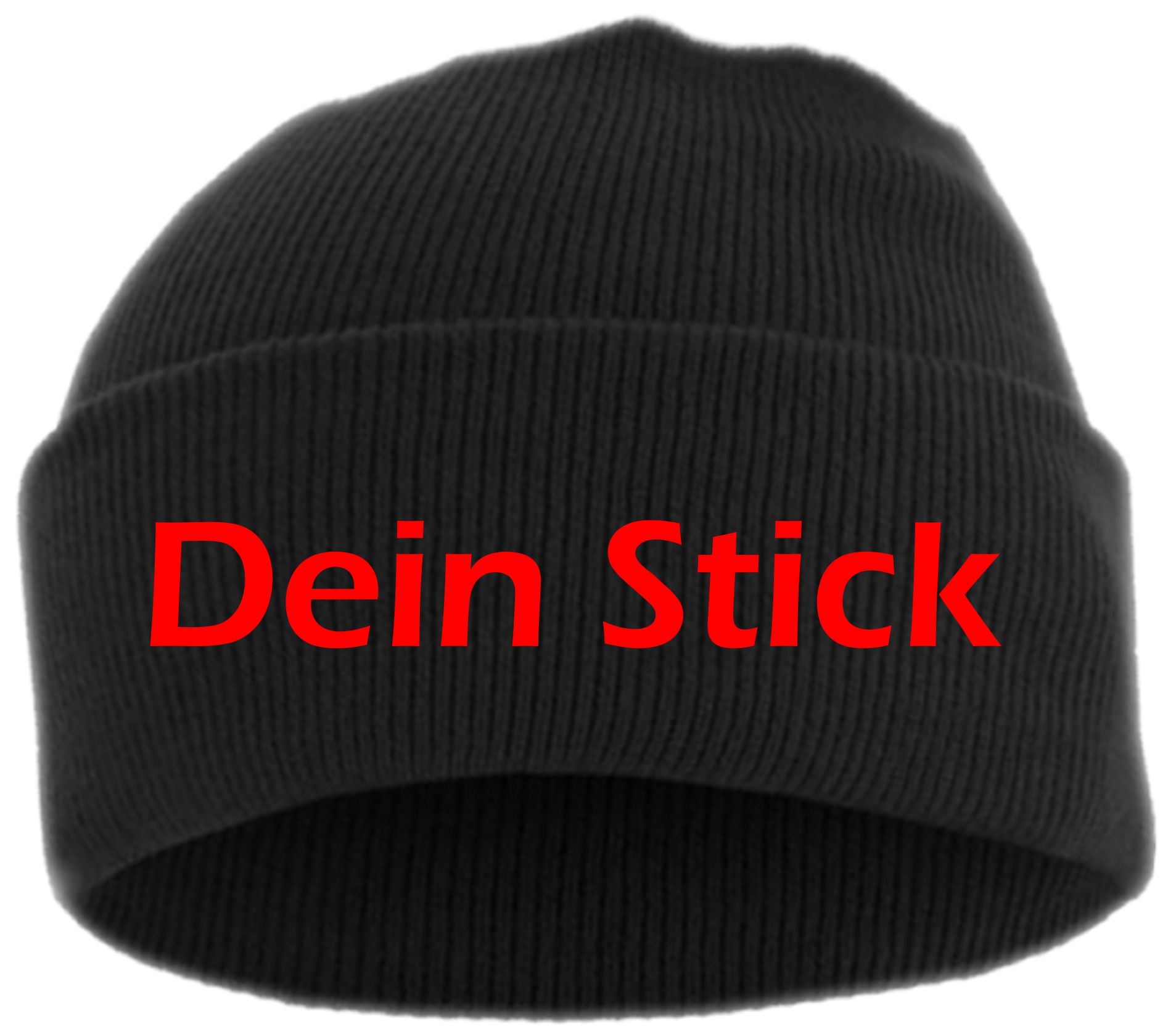 Umschlagmütze mit Wunschtext - Blockschrift - bestickt - Mütze Strickmütze