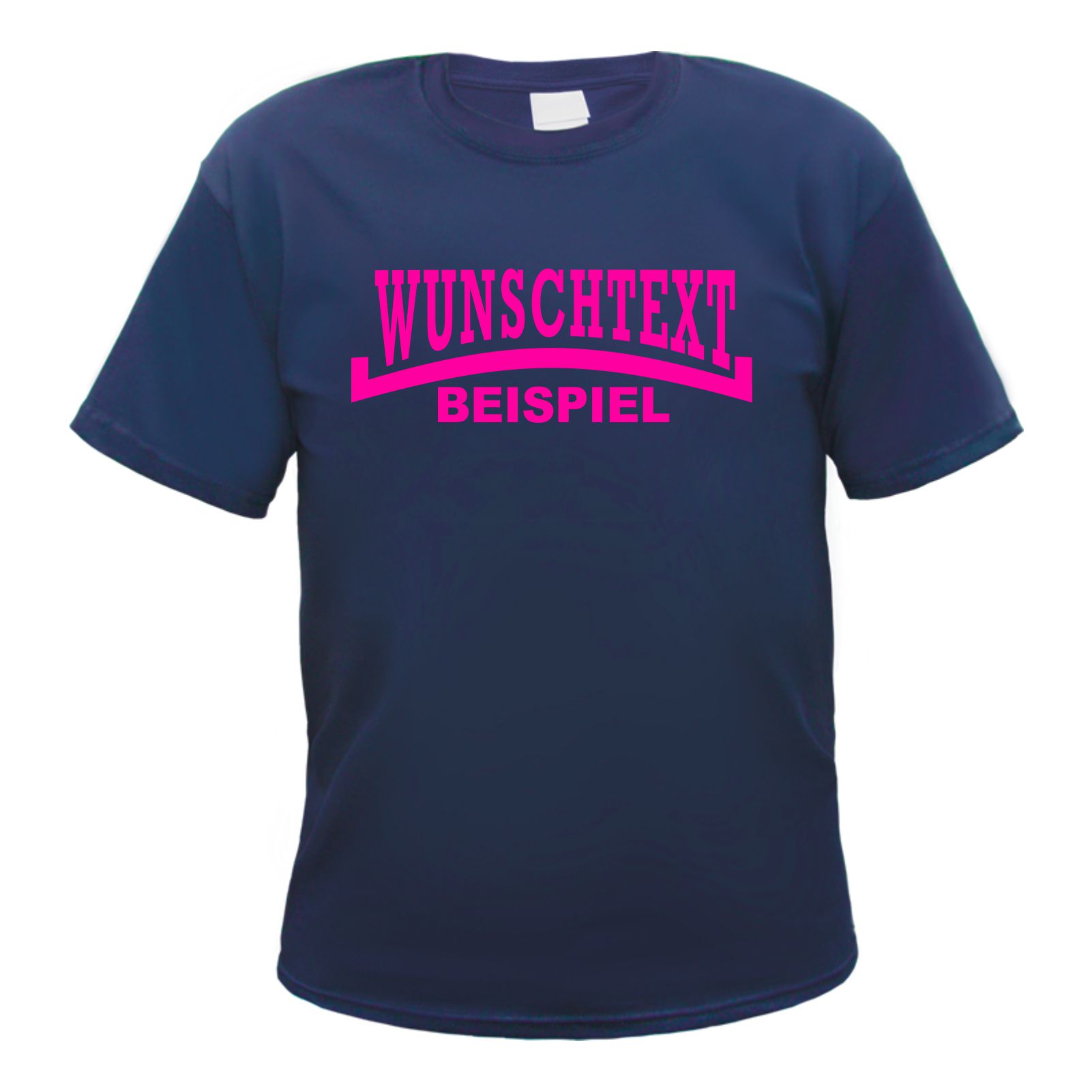 Herren T-Shirt Wunschtext mit Druck - Dunkelblau - NEON - Linie