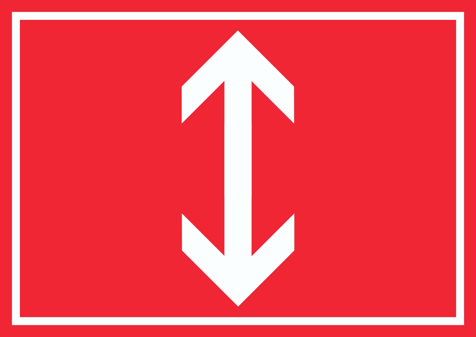 Richtungspfeil hoch runter Schild waagerecht weiss rot Pfeil