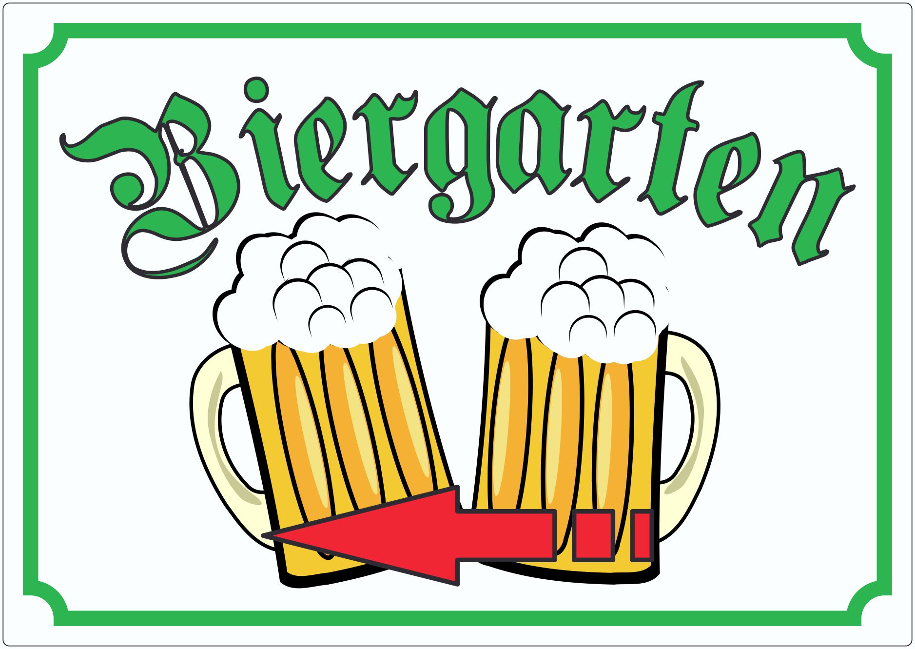 Biergarten links Aufkleber innenklebend