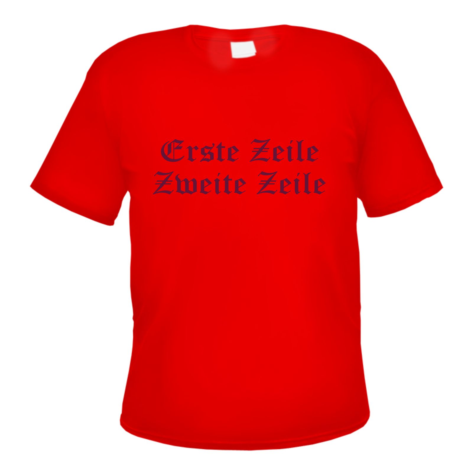 Herren T-Shirt Wunschtext mit Druck - Rot - altdeutsch gerade