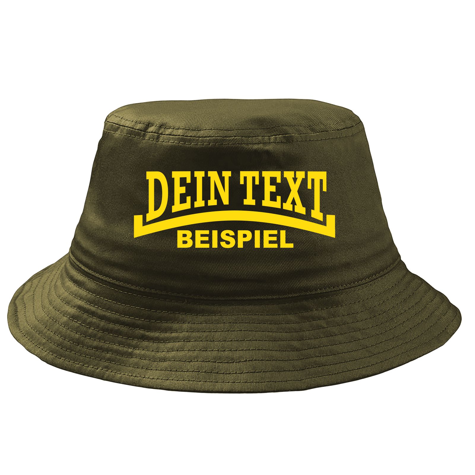 Fischerhut Wunschtext Druck - Oliv - Linie - Bucket Hat