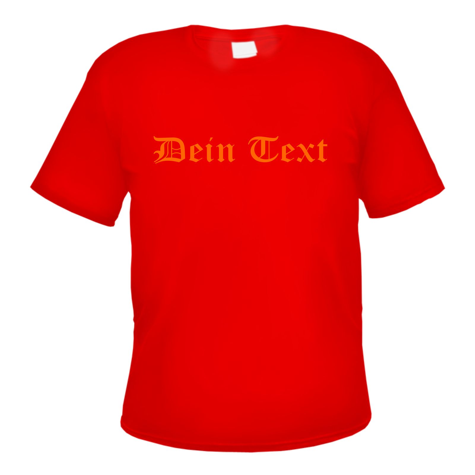 Herren T-Shirt Wunschtext mit Druck - Rot - NEON - altdeutsch gerade