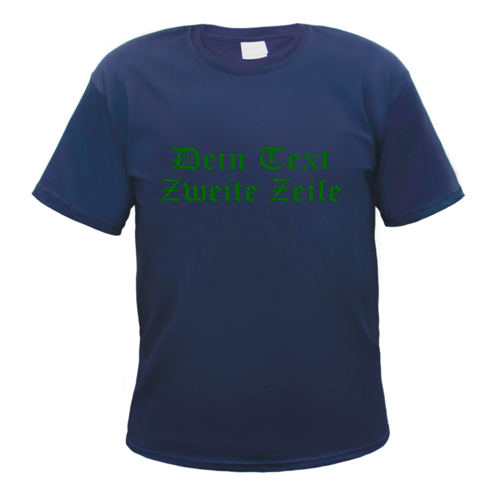 Herren T-Shirt Wunschtext mit Druck - Dunkelblau - altdeutsch gerade