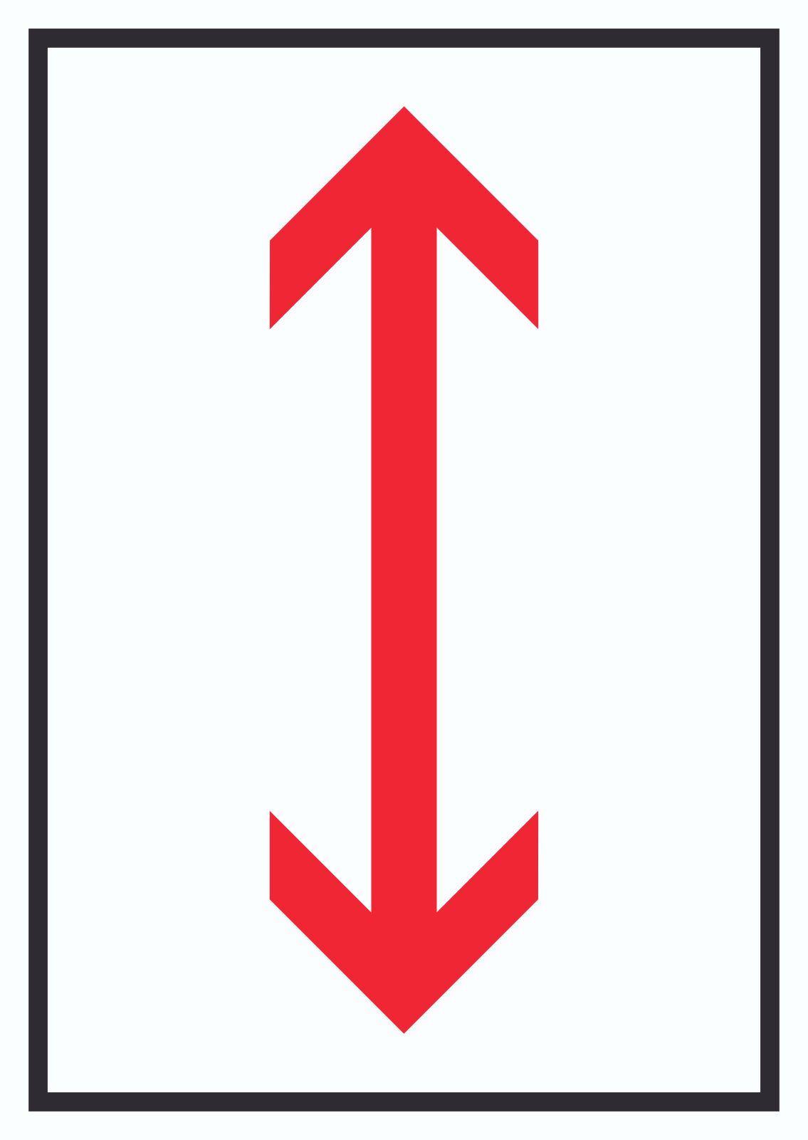 Richtungspfeil hoch runter Schild hochkant rot weiss schwarz Pfeil