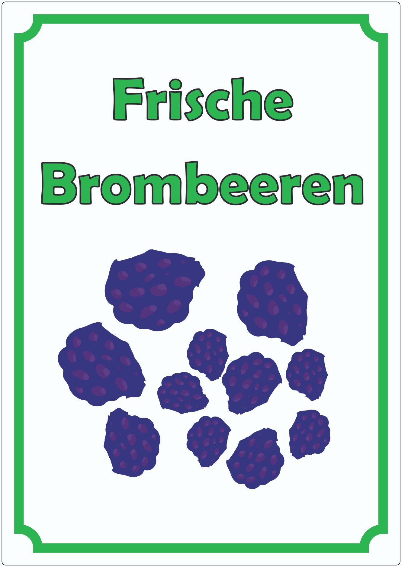 Frische Brombeeren Aufkleber innenklebend Hochkant