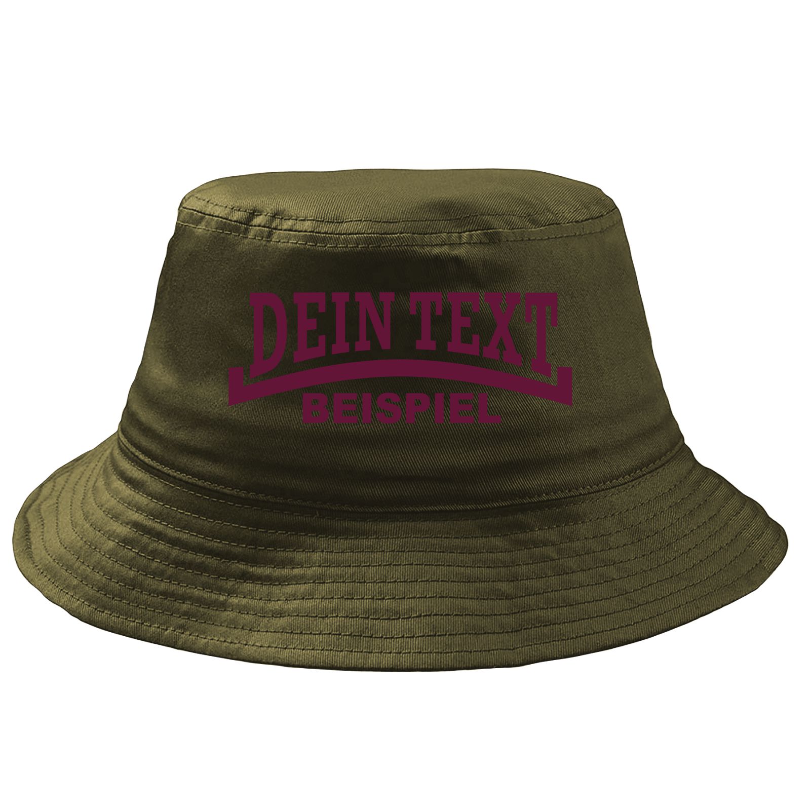 Fischerhut Wunschtext Druck - Oliv - Linie - Bucket Hat