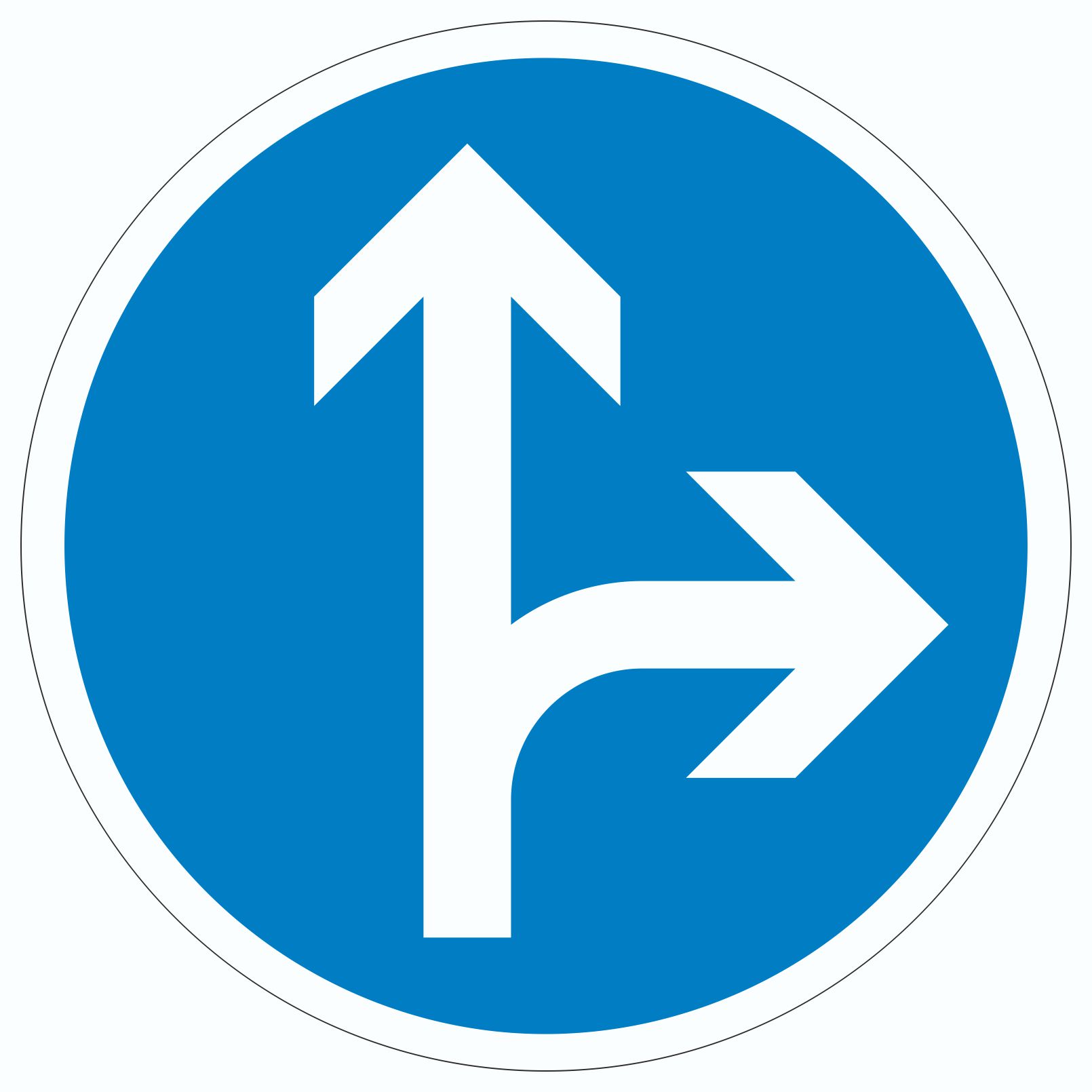 Aufkleber Kreis Fahrtrichtung geradeaus oder rechts Symbol