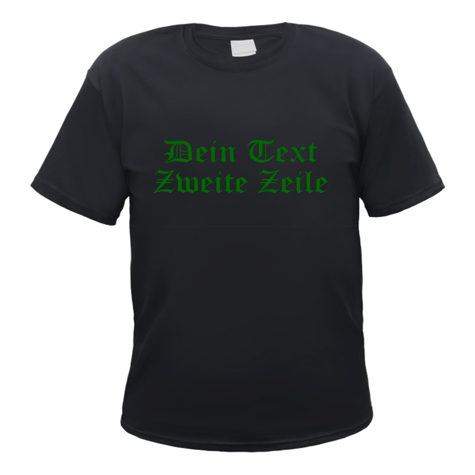 Herren T-Shirt Wunschtext mit Druck - Schwarz - altdeutsch gerade