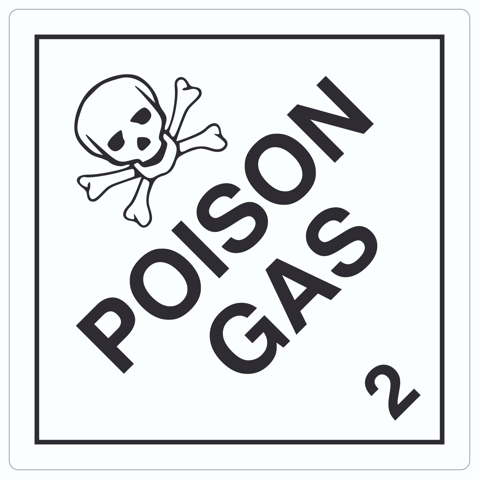 Aufkleber Quadrat Giftige Gase Symbol Poison Gas Totenkopf