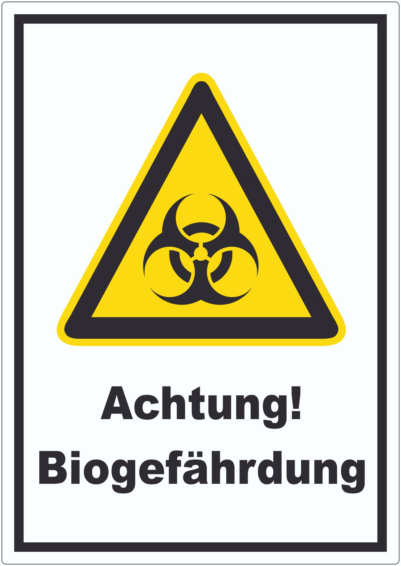 Achtung Biogefährdung Aufkleber innenklebend