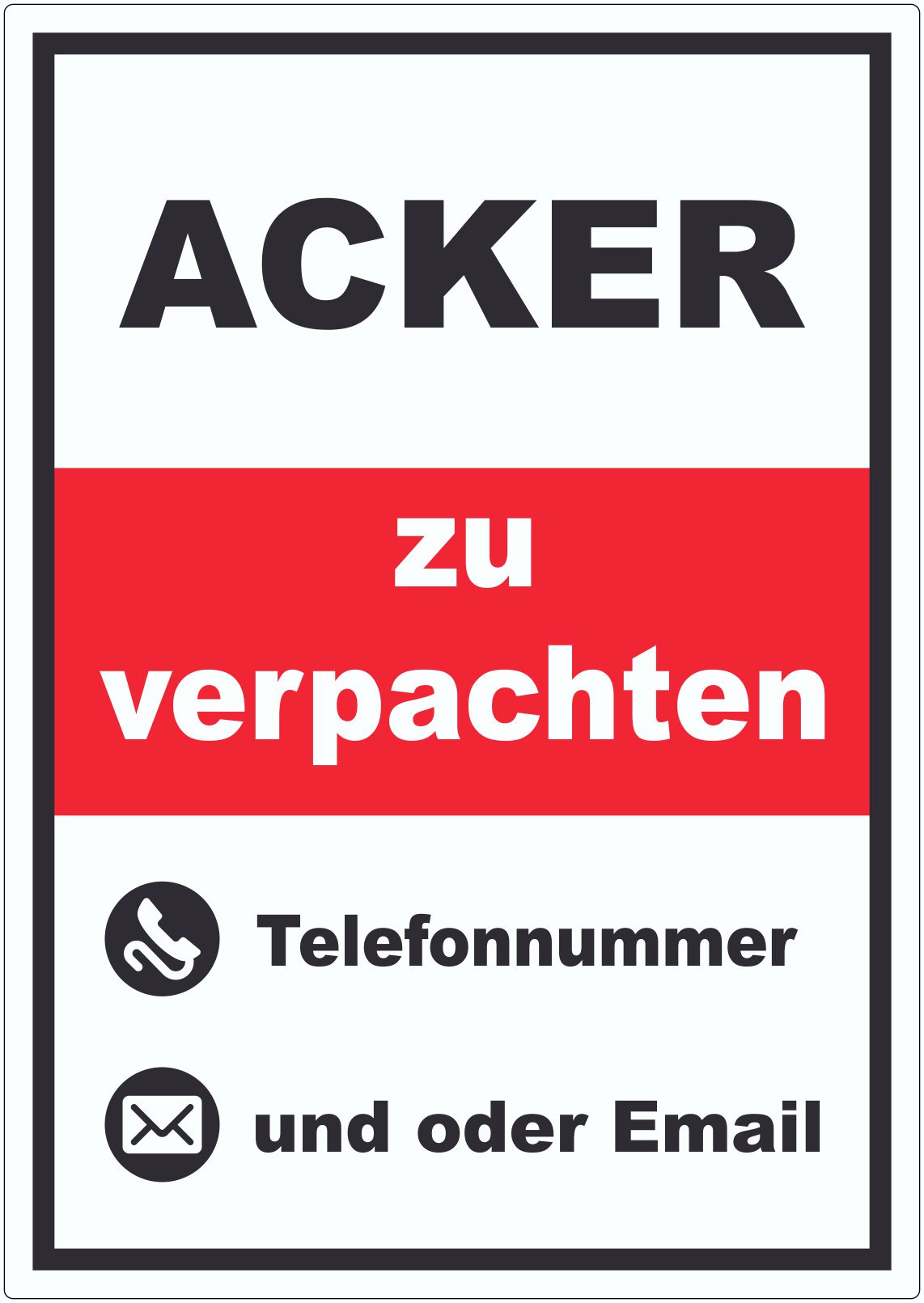 Acker zu verpachten Aufkleber innenklebend hochkant