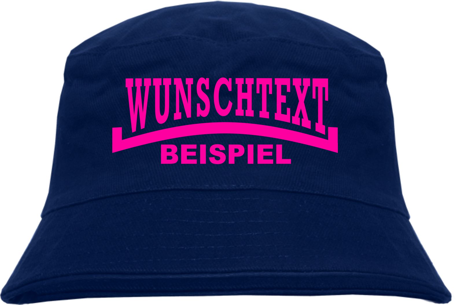 Individueller Fischerhut - dunkelblau - Linie - Bucket Hat mit Wunschtext bedruckt