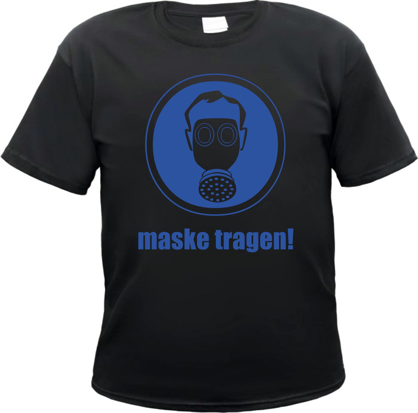 Funshirt Maske tragen - Motiv Herren T-Shirt - Tee Shirt Hinweisschild Atemschutz Gasmaske
