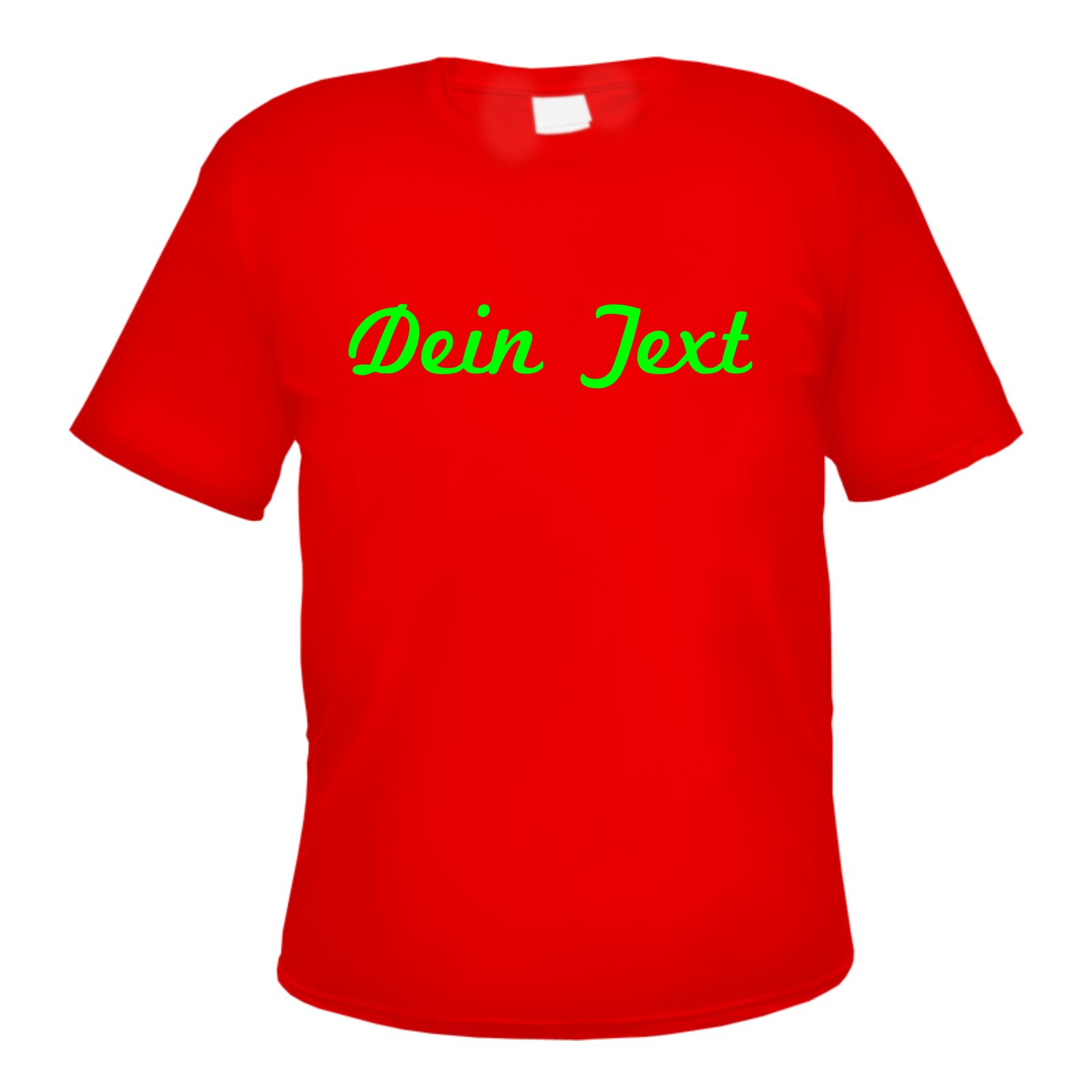 Herren T-Shirt Wunschtext mit Druck - Rot - NEON - Schreibschrift