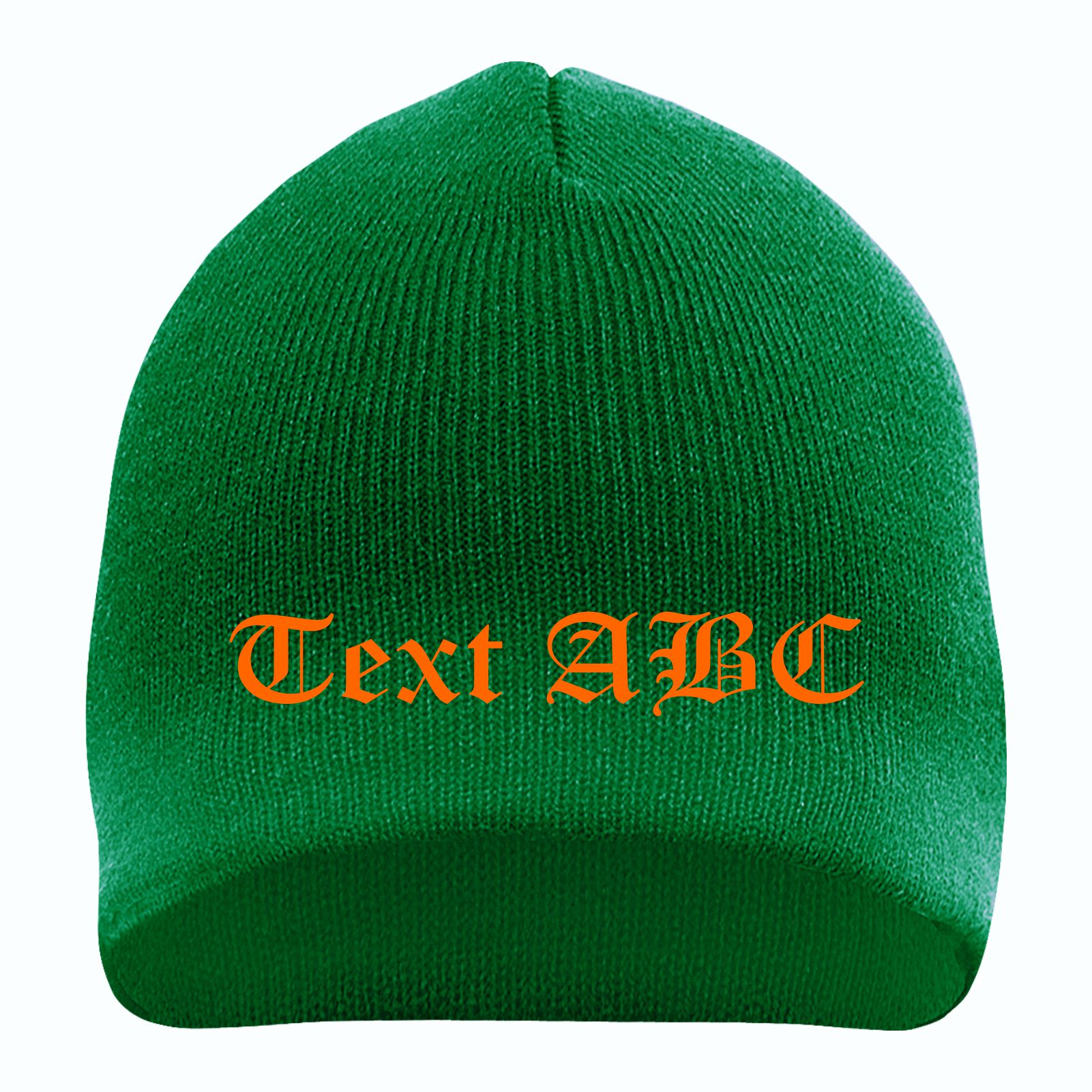 Beanie mit Wunschtext - Grün - Altdeutsch - bestickt - Mütze Strickmütze