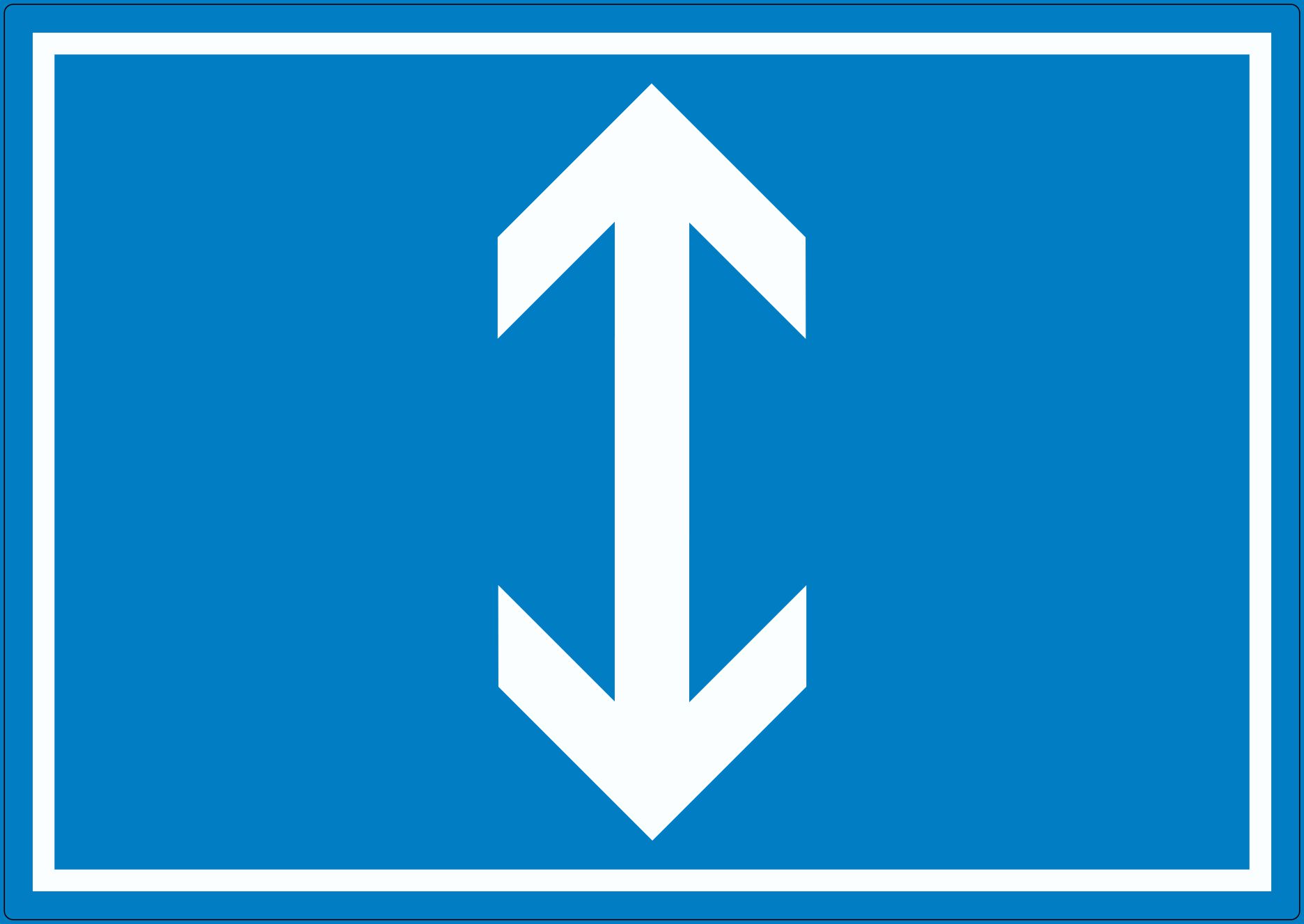 Richtungspfeil hoch und runter Aufkleber waagerecht weiss blau Pfeil