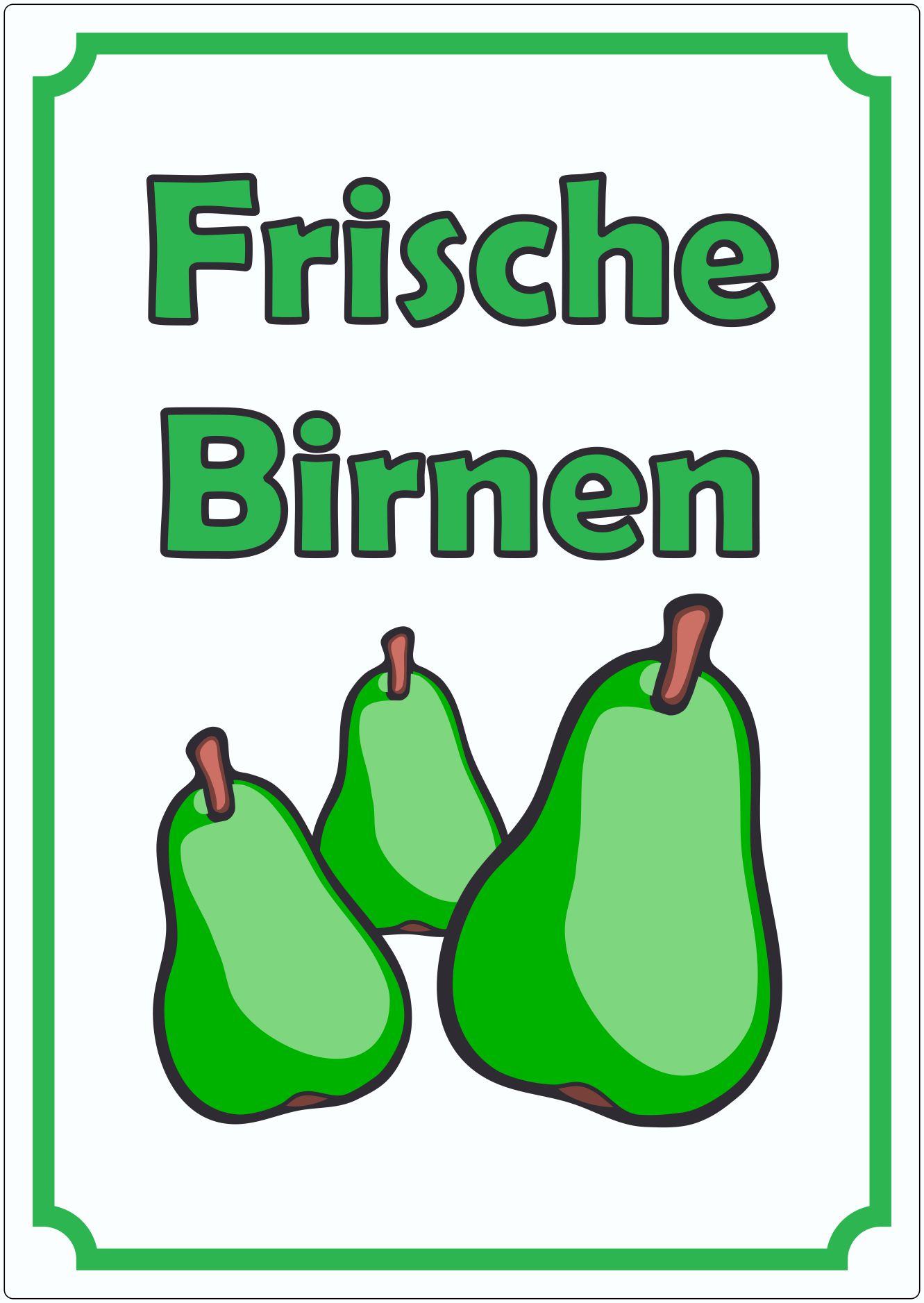 Frische Birnen Aufkleber innenklebend Hochkant