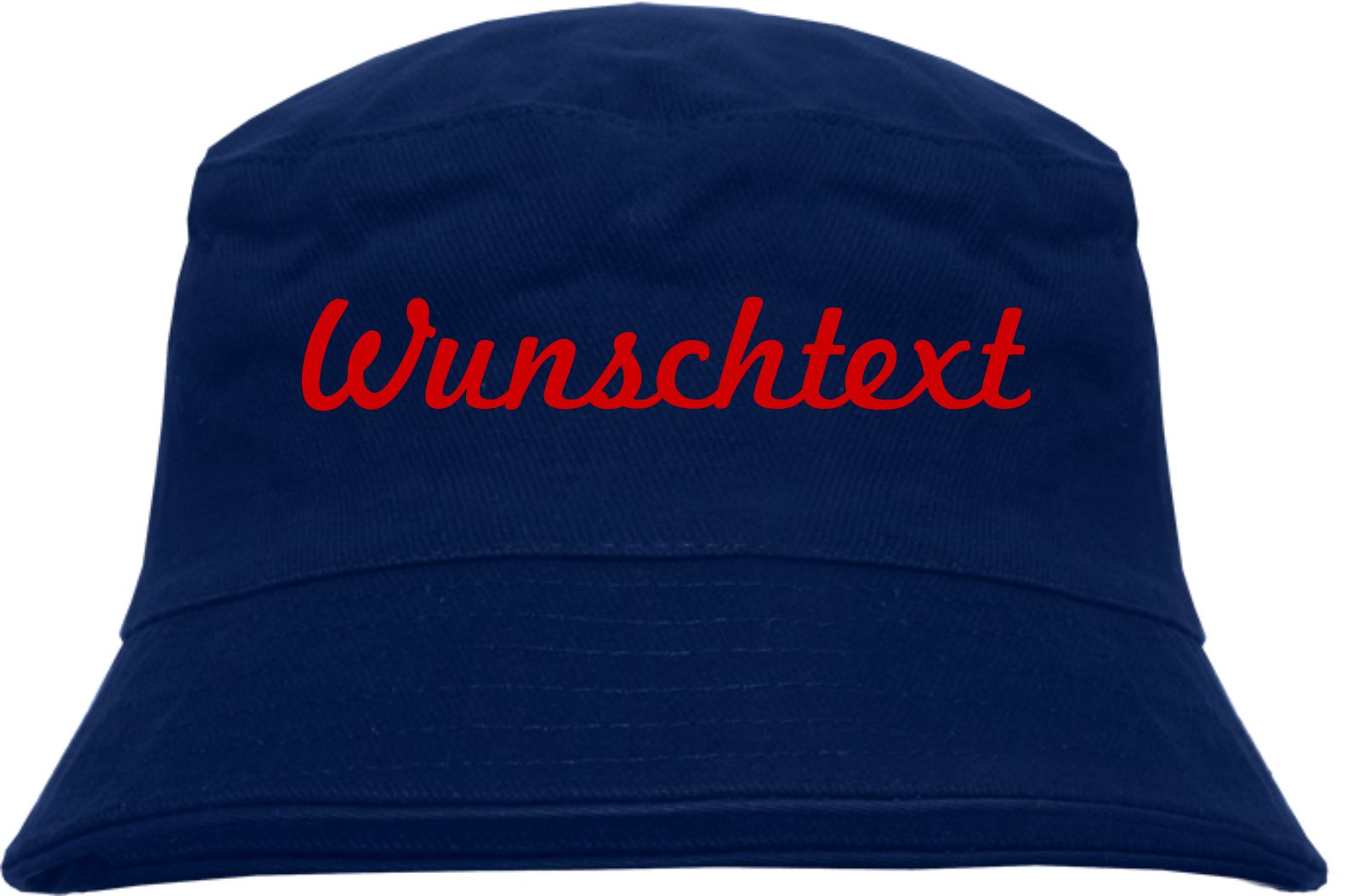 Individueller Fischerhut - dunkelblau - Schreibschrift - Bucket Hat mit Wunschtext bedruckt