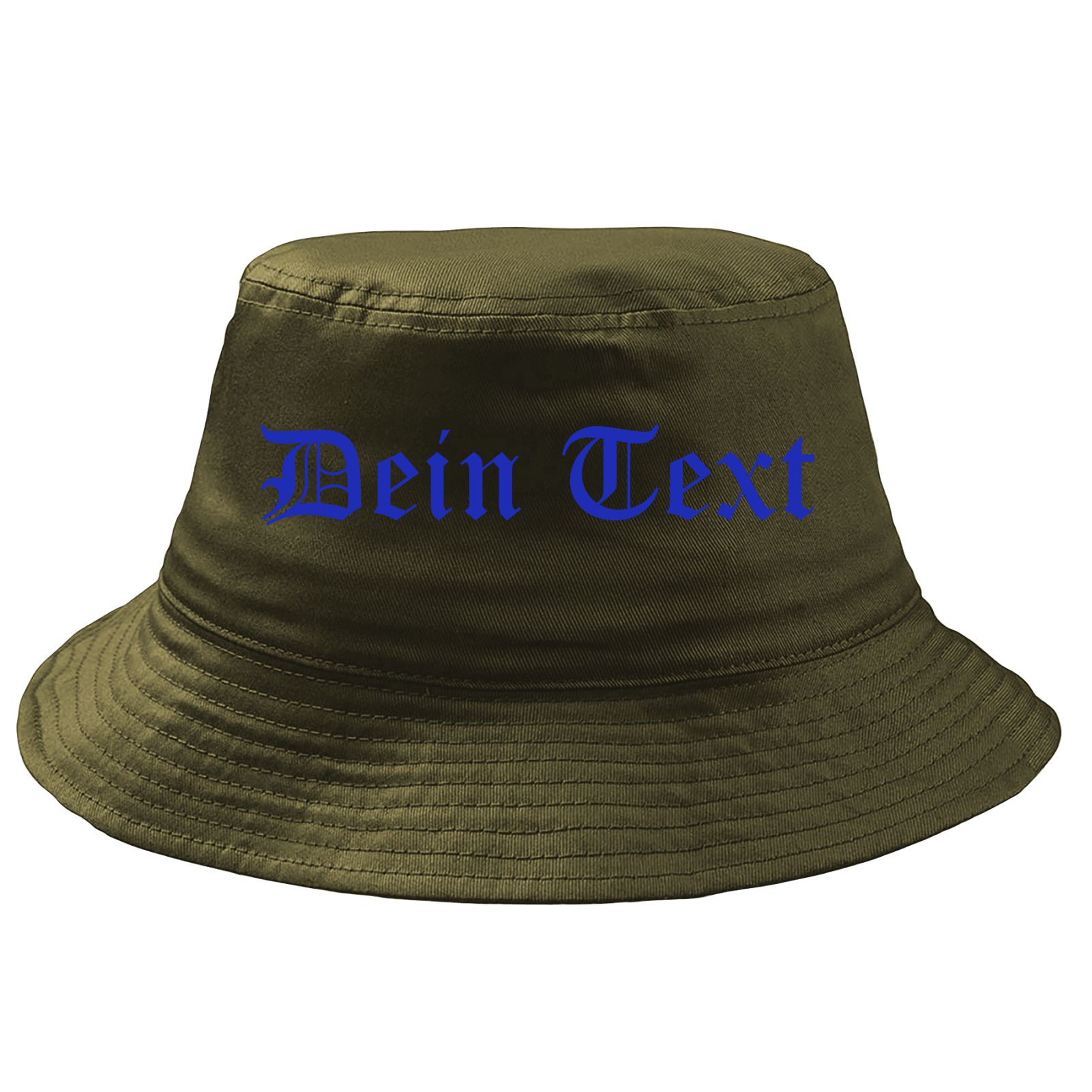 Fischerhut Wunschtext Druck - Oliv - altdeutsch gerade - Bucket Hat