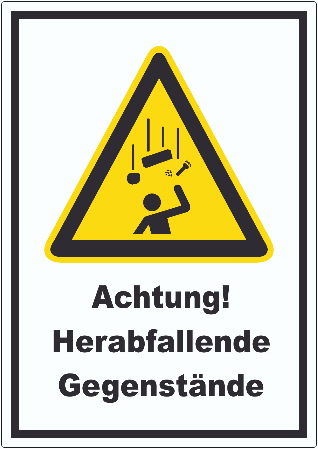 Achtung Herabfallende Gegenstände Aufkleber innenklebend