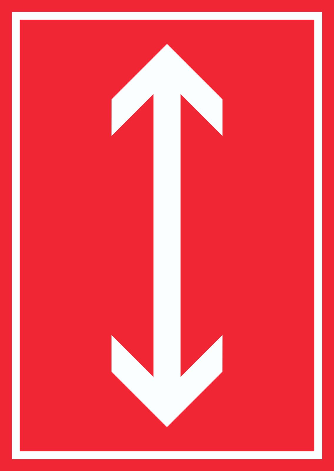 Richtungspfeil hoch runter Schild hochkant weiss rot Pfeil