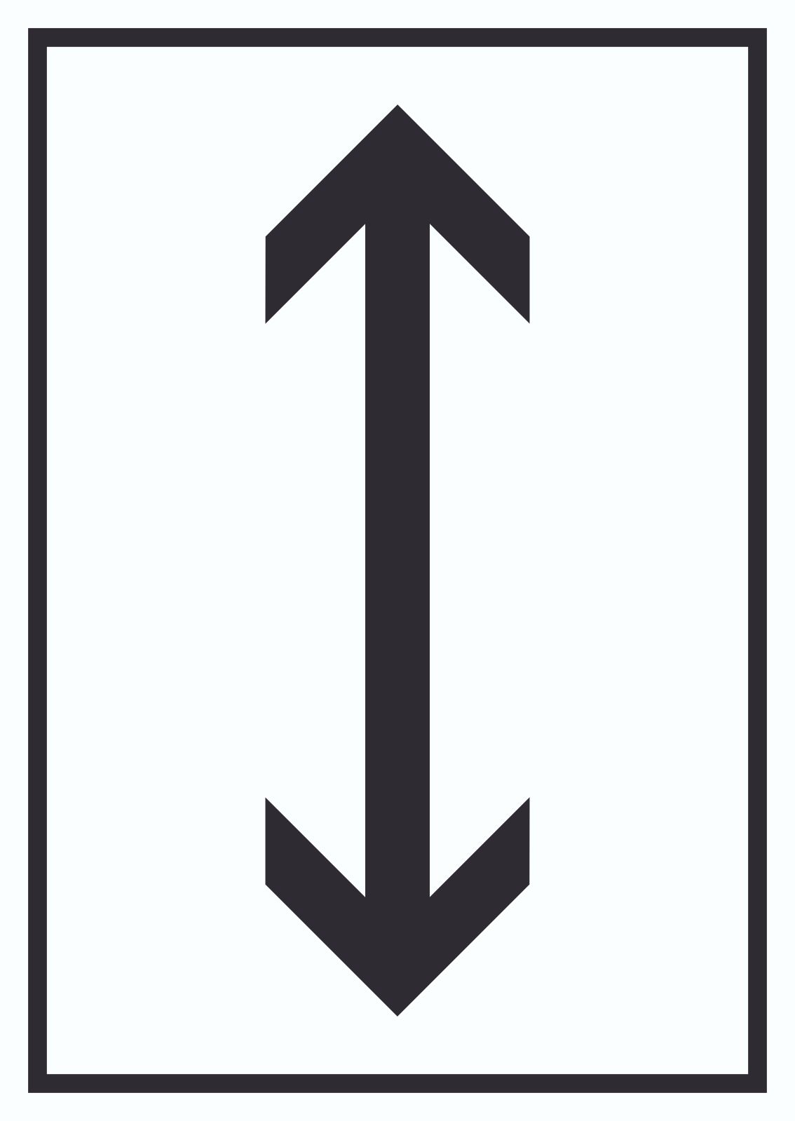 Richtungspfeil hoch runter Schild hochkant schwarz weiss Pfeil