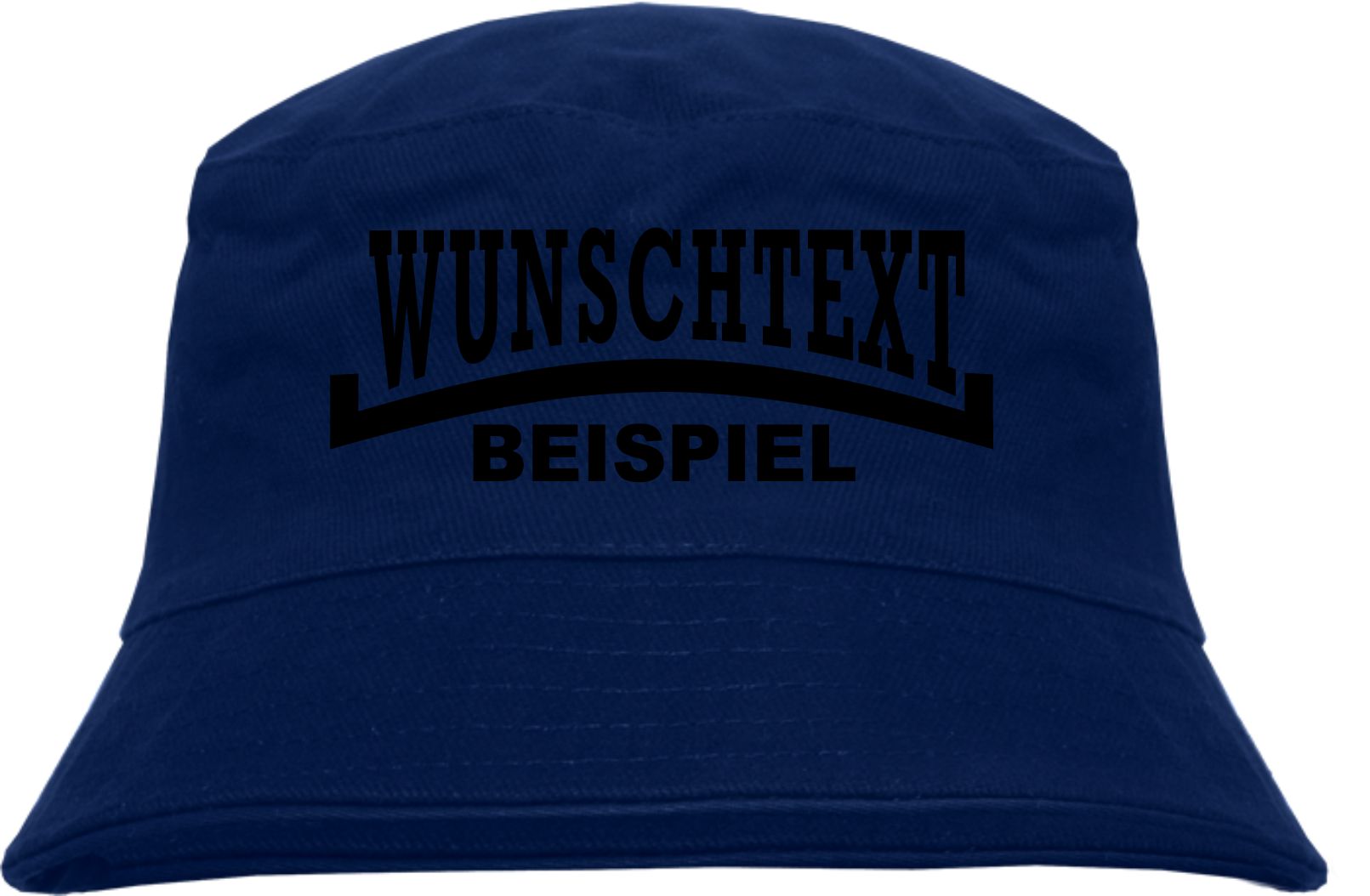 Individueller Fischerhut - dunkelblau - Linie - Bucket Hat mit Wunschtext bedruckt