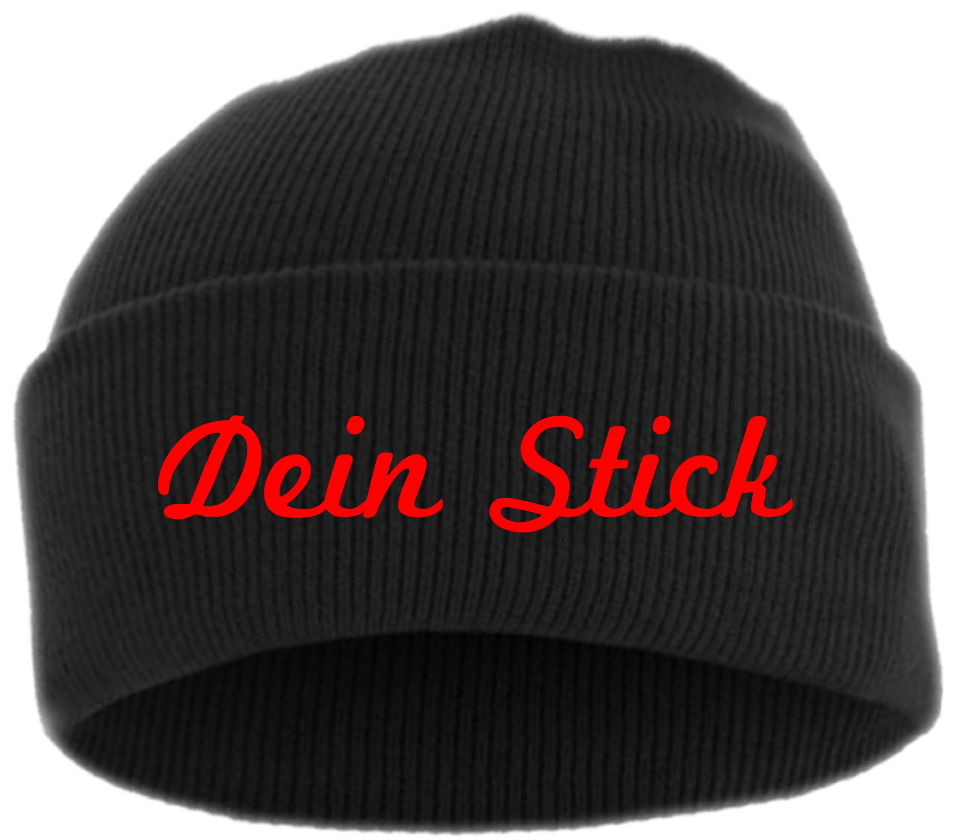 Umschlagmütze mit Wunschtext - Schreibschrift - bestickt - Mütze Strickmütze