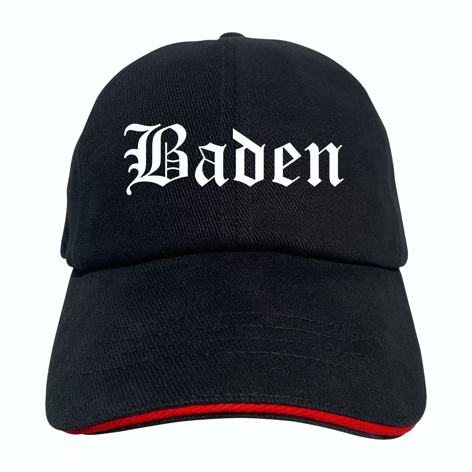 Baden Cappy - Altdeutsch bedruckt - Schirmmütze - Schwarz-Rotes Cap